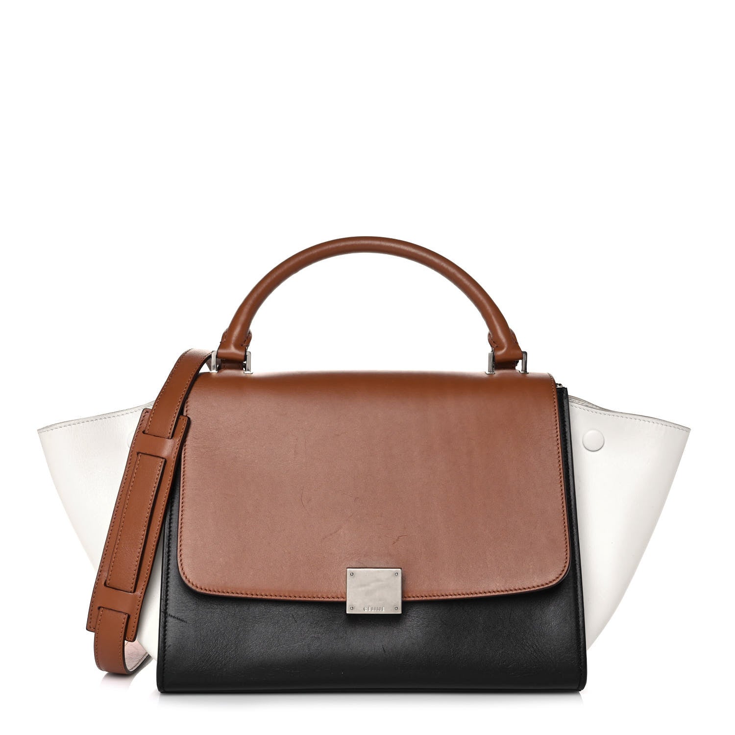 Celine Smooth Calfskin Suede Small Tri-Color Trapeze White 1 of 14