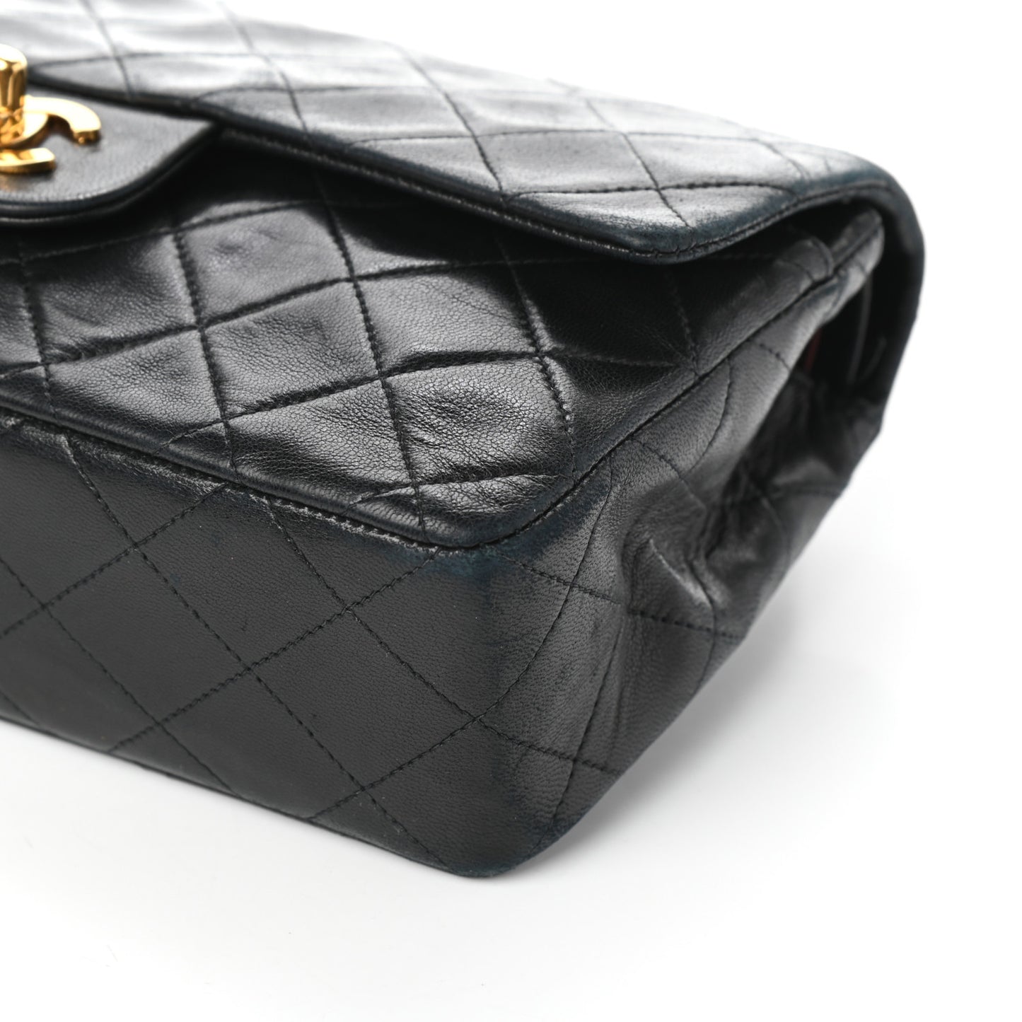 Lambskin Quilted Small Double Flap Black