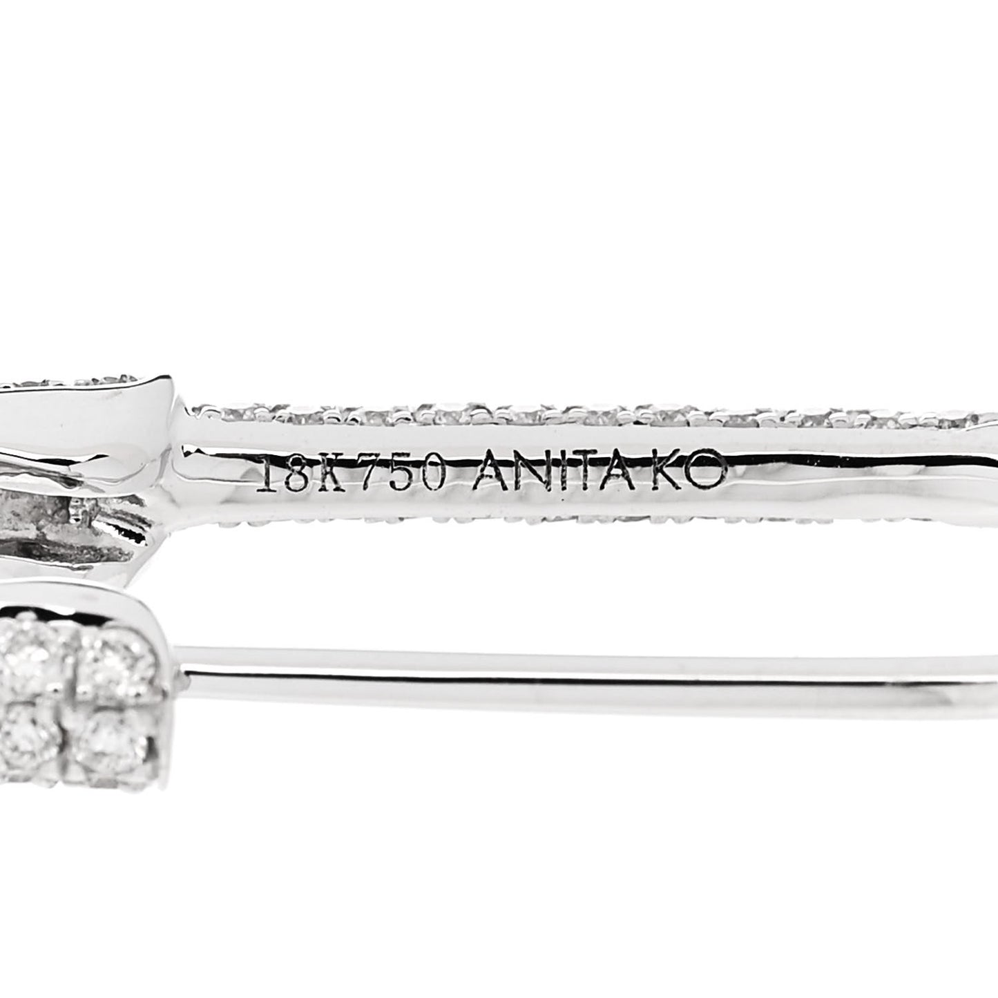 18K White Gold Diamond Mini Safety Pin Earring