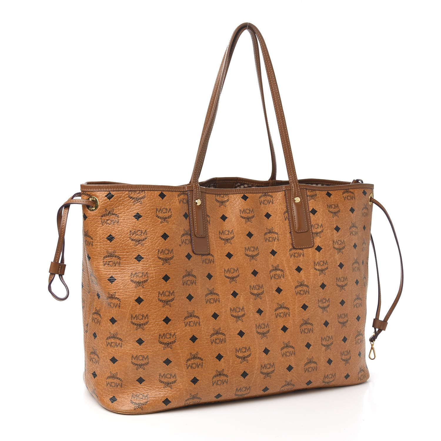 MCM Visetos Large Liz Reversible Shopper Tote Cognac 3 of 16