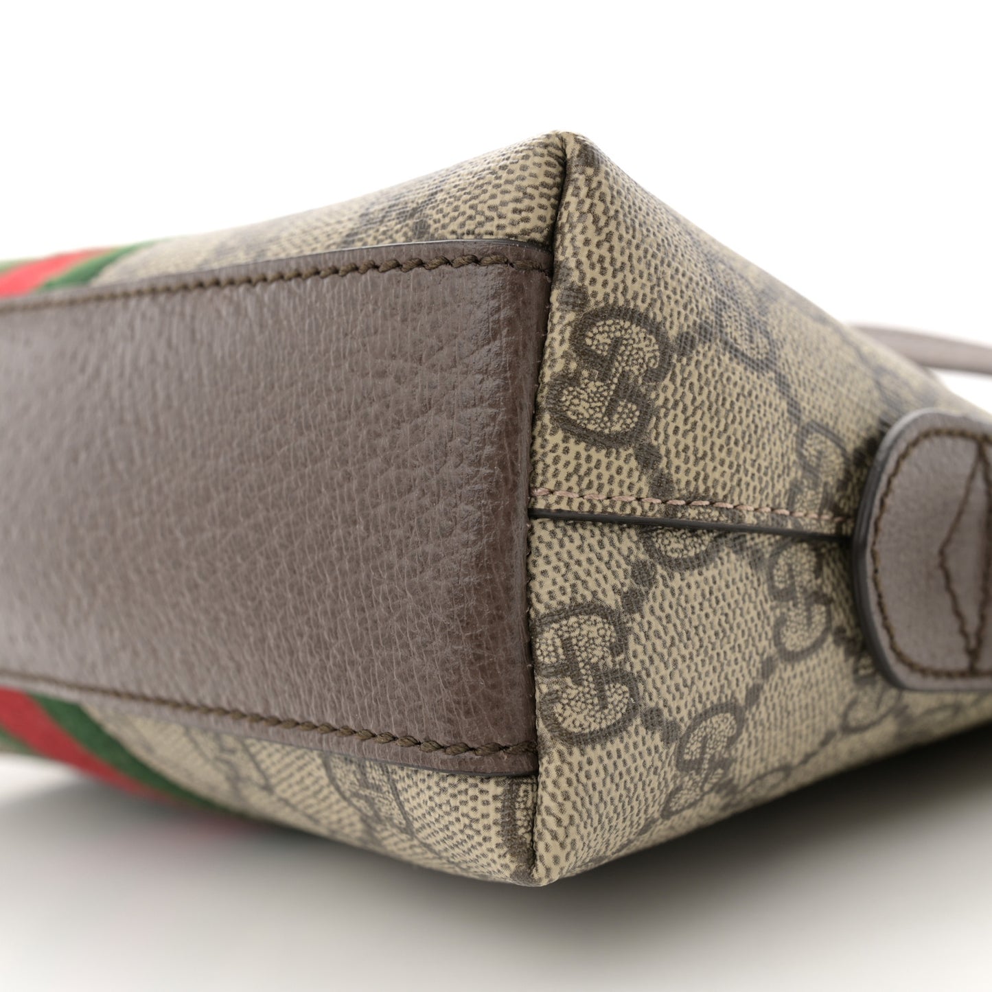 GG Supreme Monogram Textured Dollar Calfskin Web Small Ophidia Dome Shoulder Bag Beige Ebony New Acero