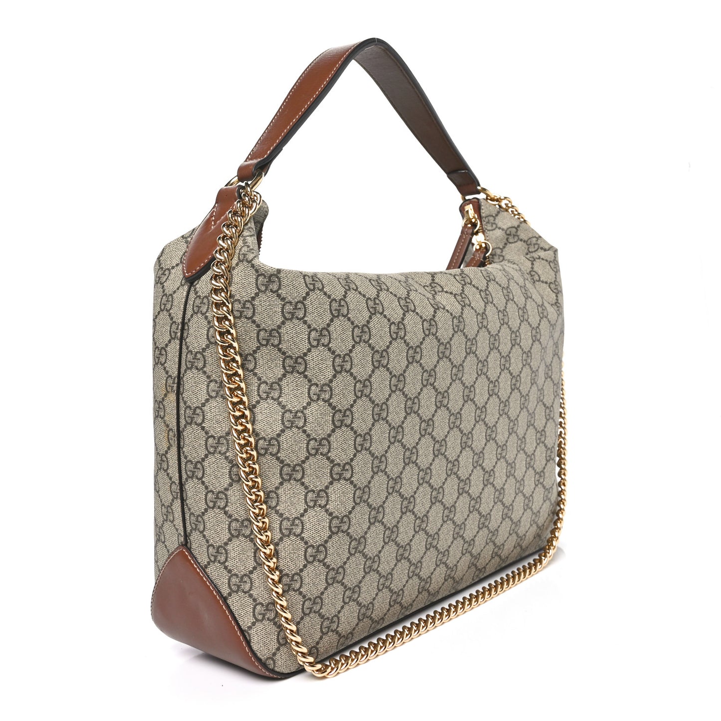 GG Supreme Monogram Large Linea A Hobo Light Brown