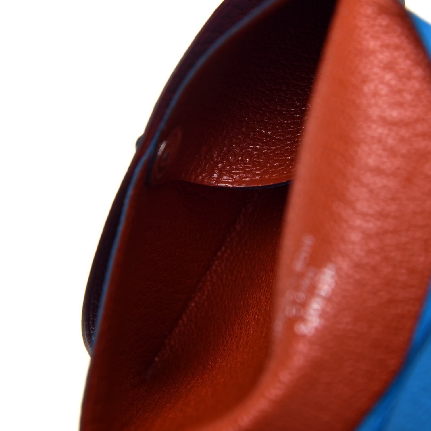 Hermes Chevre Mysore Bastia Verso Coin Purse Bleu Frida Cuivre 7 of 7