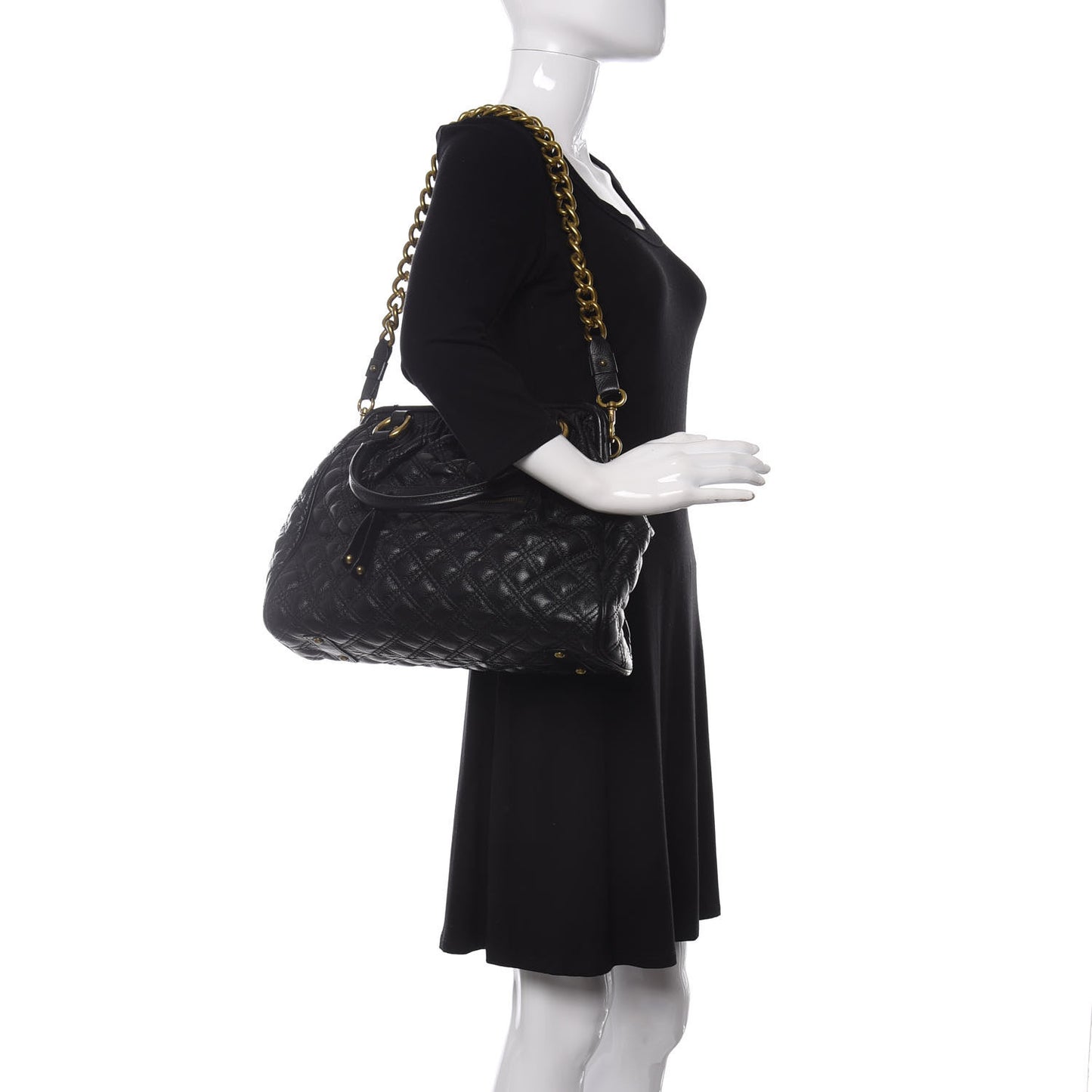 Calfskin Quilted Stam Black