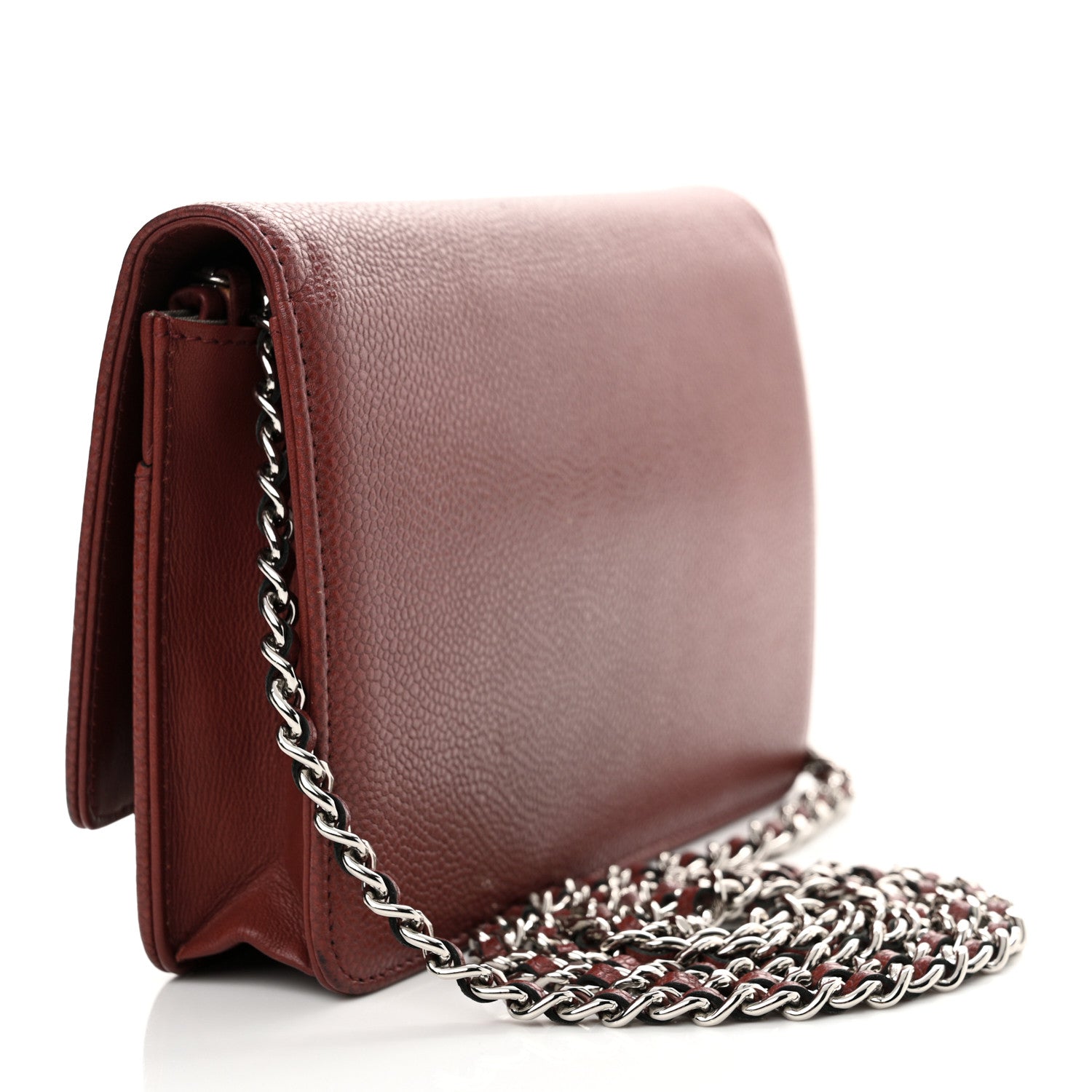 Chanel Caviar Timeless CC Wallet on Chain WOC Dark Red 3 of 16