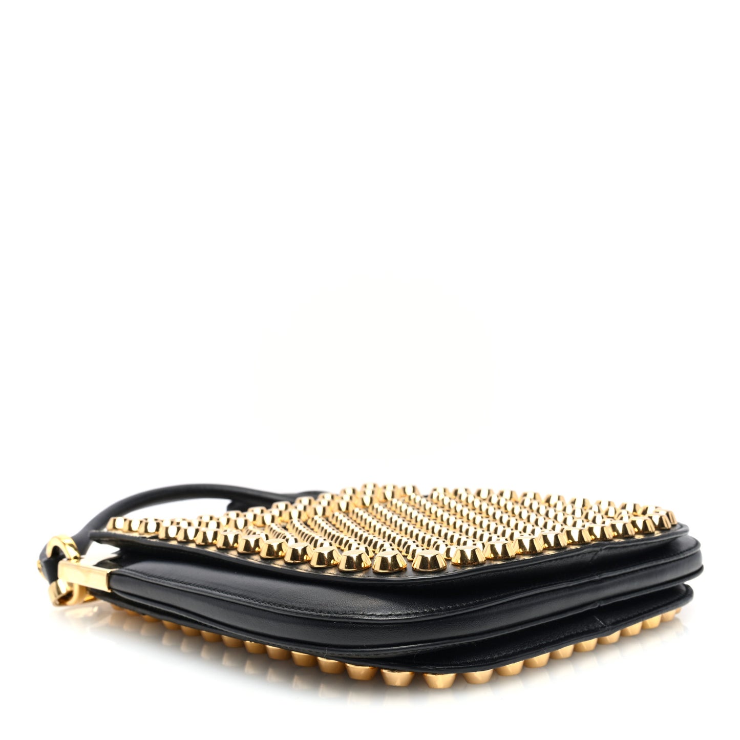 City Calfskin Lucer Studded Small Margit Bag Black Roccia