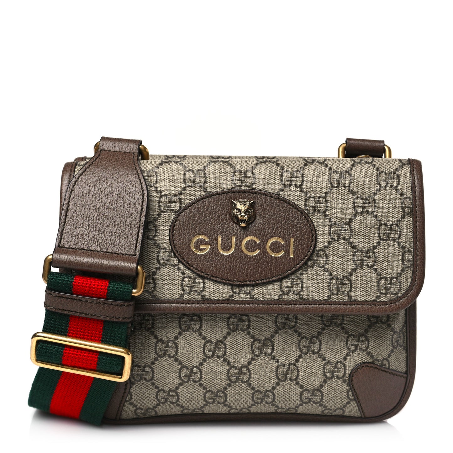 GG Supreme Monogram Web Small Neo Vintage Double Flap Messenger Bag Beige New Acero