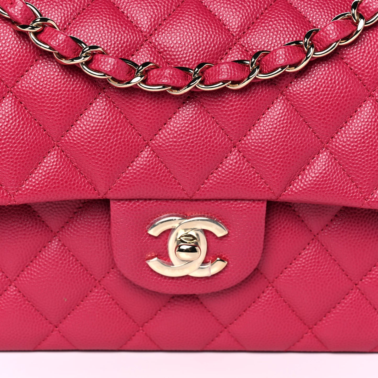 Caviar Quilted Small Double Flap Dark Pink