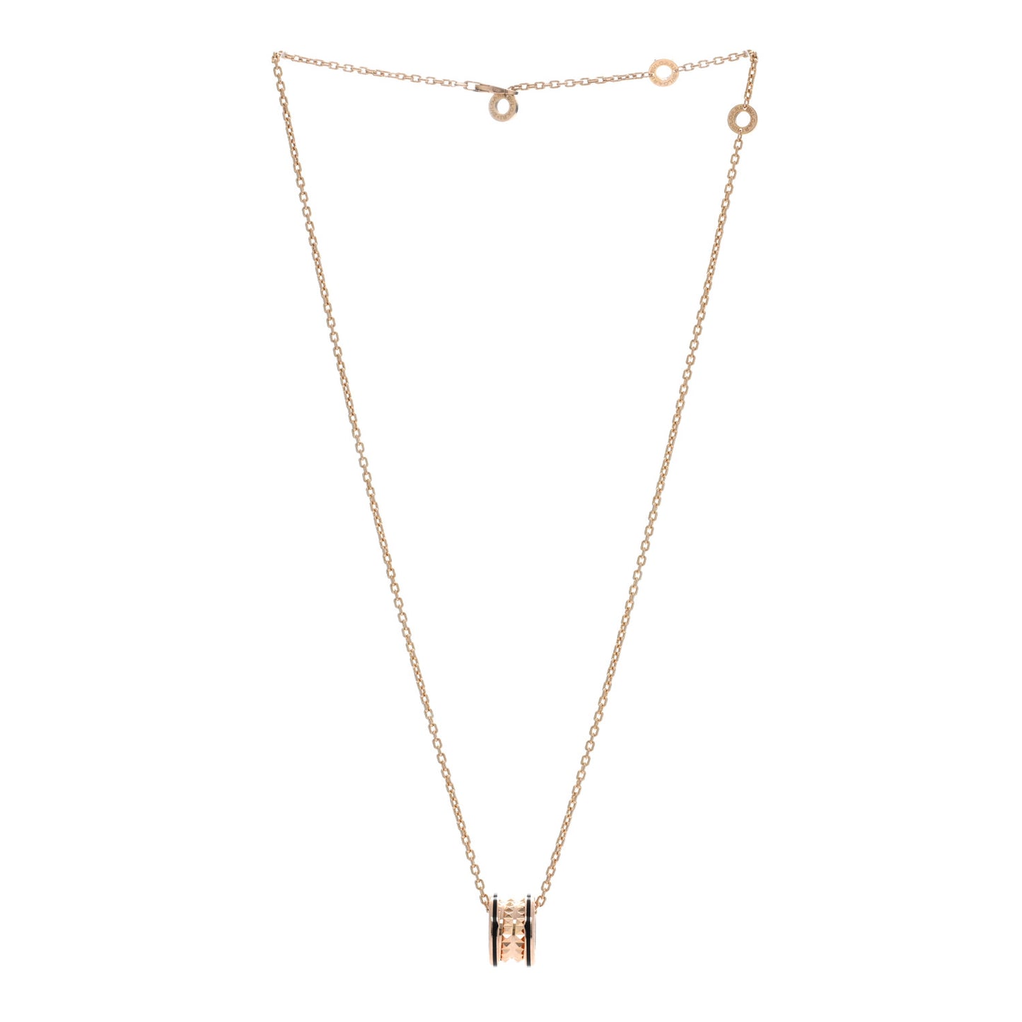 18K Rose Gold Black Ceramic B.Zero1 Rock Pendant Necklace