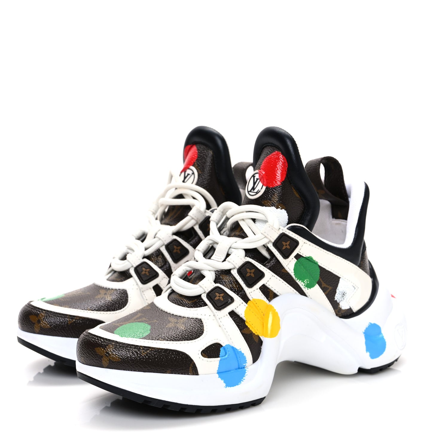 LV X YK Calfskin Monogram Dots Monogram Archlight Sneakers White