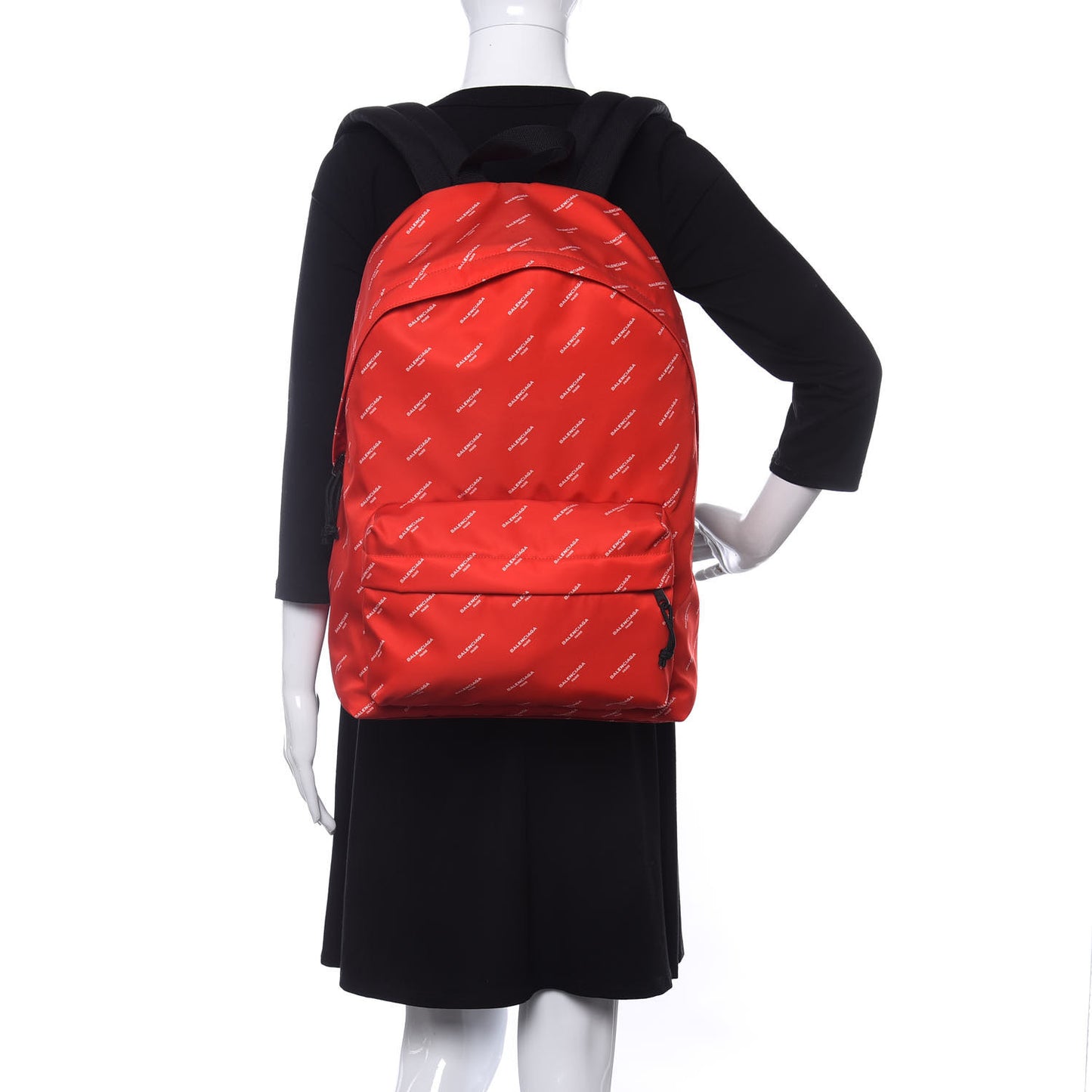 Twill Nylon Allover Logo Print Explorer Backpack Rouge Vermillion White