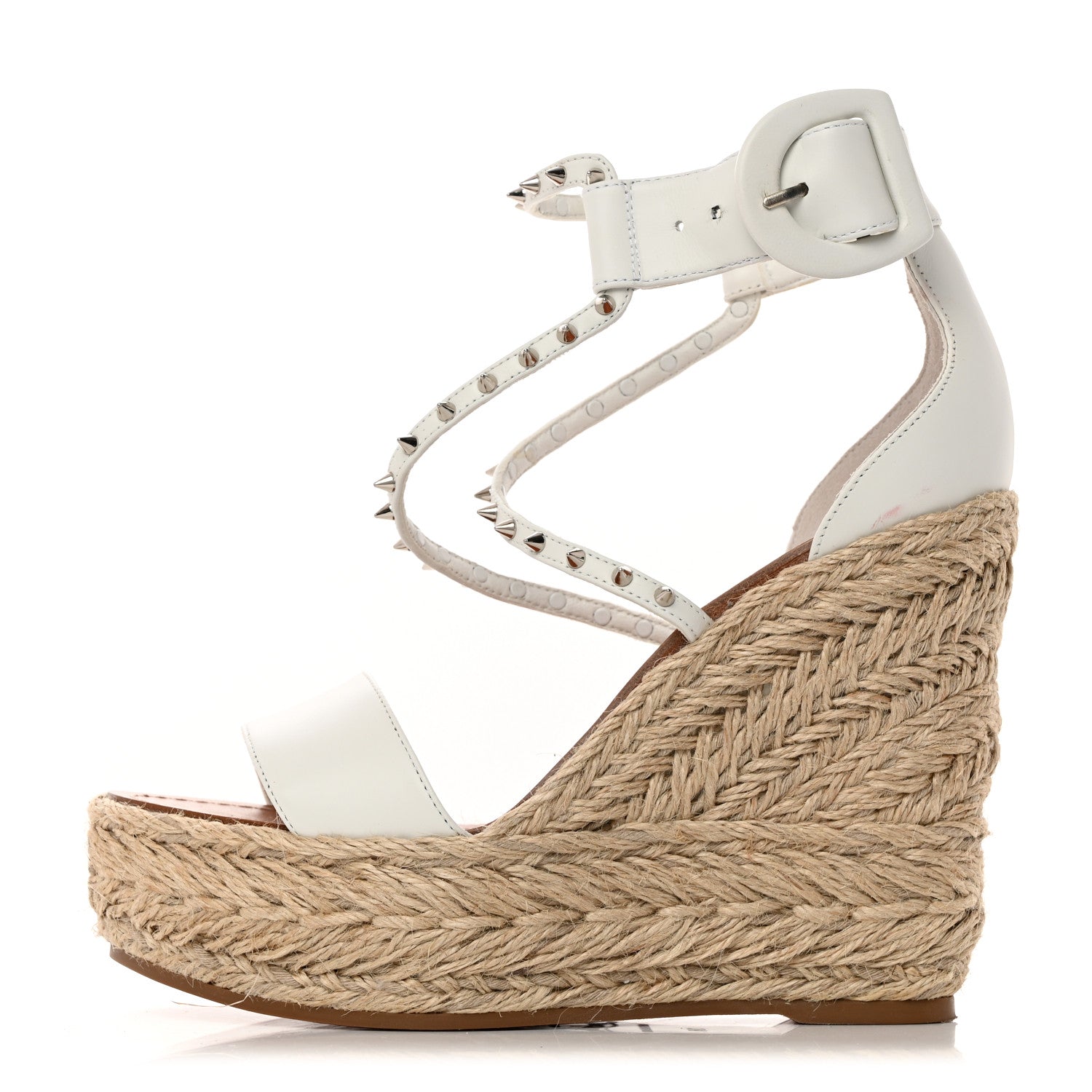 Christian Louboutin Calfskin Chocazeppa Spikes 120 Platform Wedge Sandals 35 Bianco 1 of 9