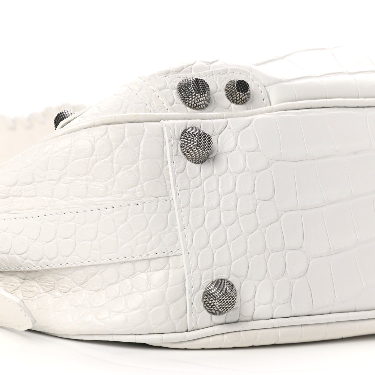 Balenciaga Extra Supple Calfskin Crocodile Embossed Medium Le Cagole Shoulder Bag White 9 of 10