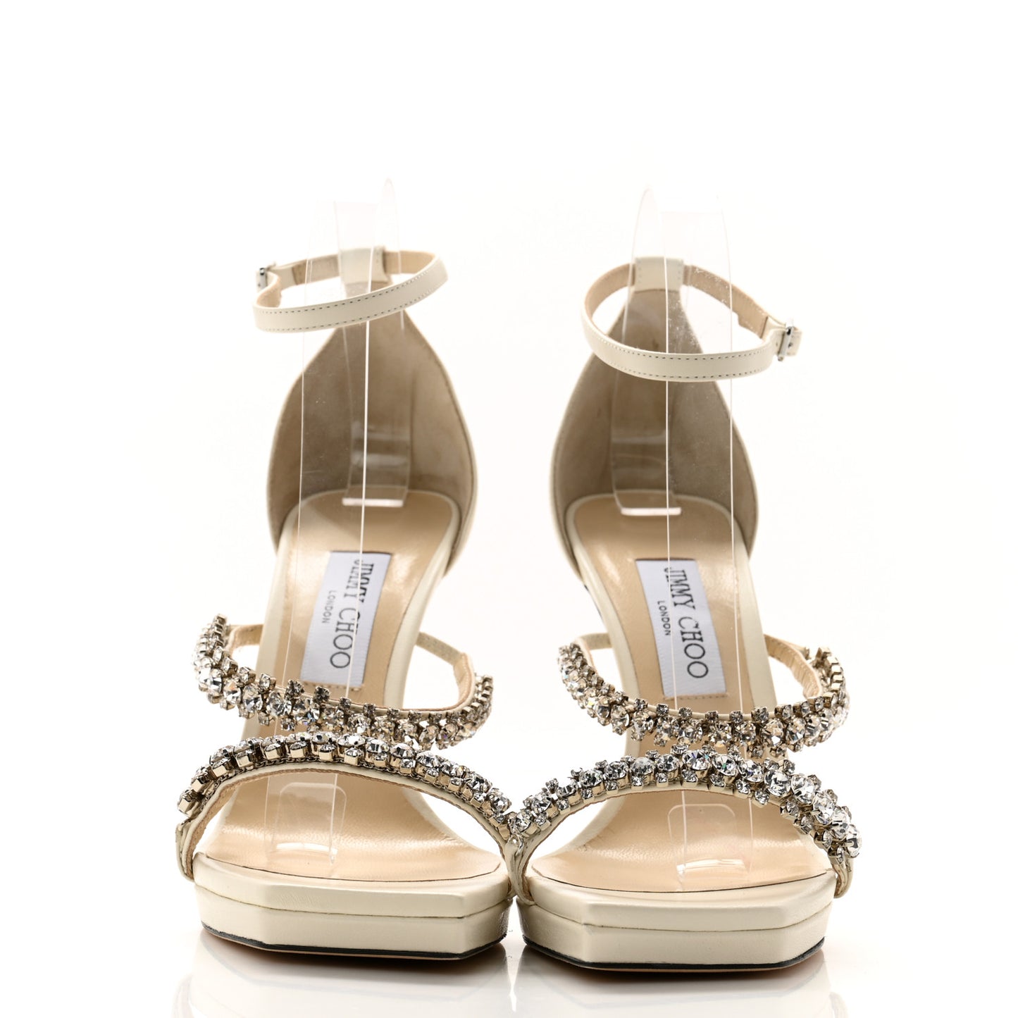 Calfskin Crystal Bing 105 Sandals 40 Latte