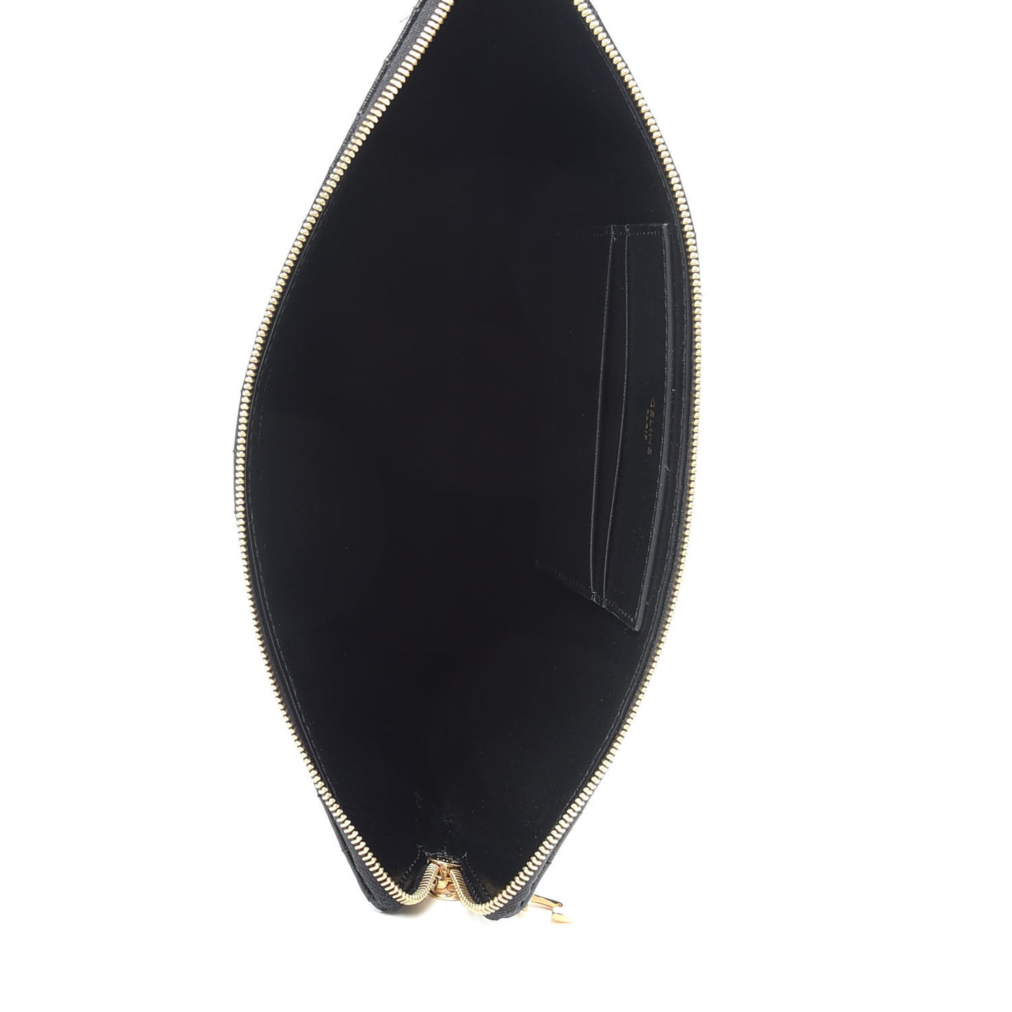 Calfskin Quilted C Charm Pouch Black