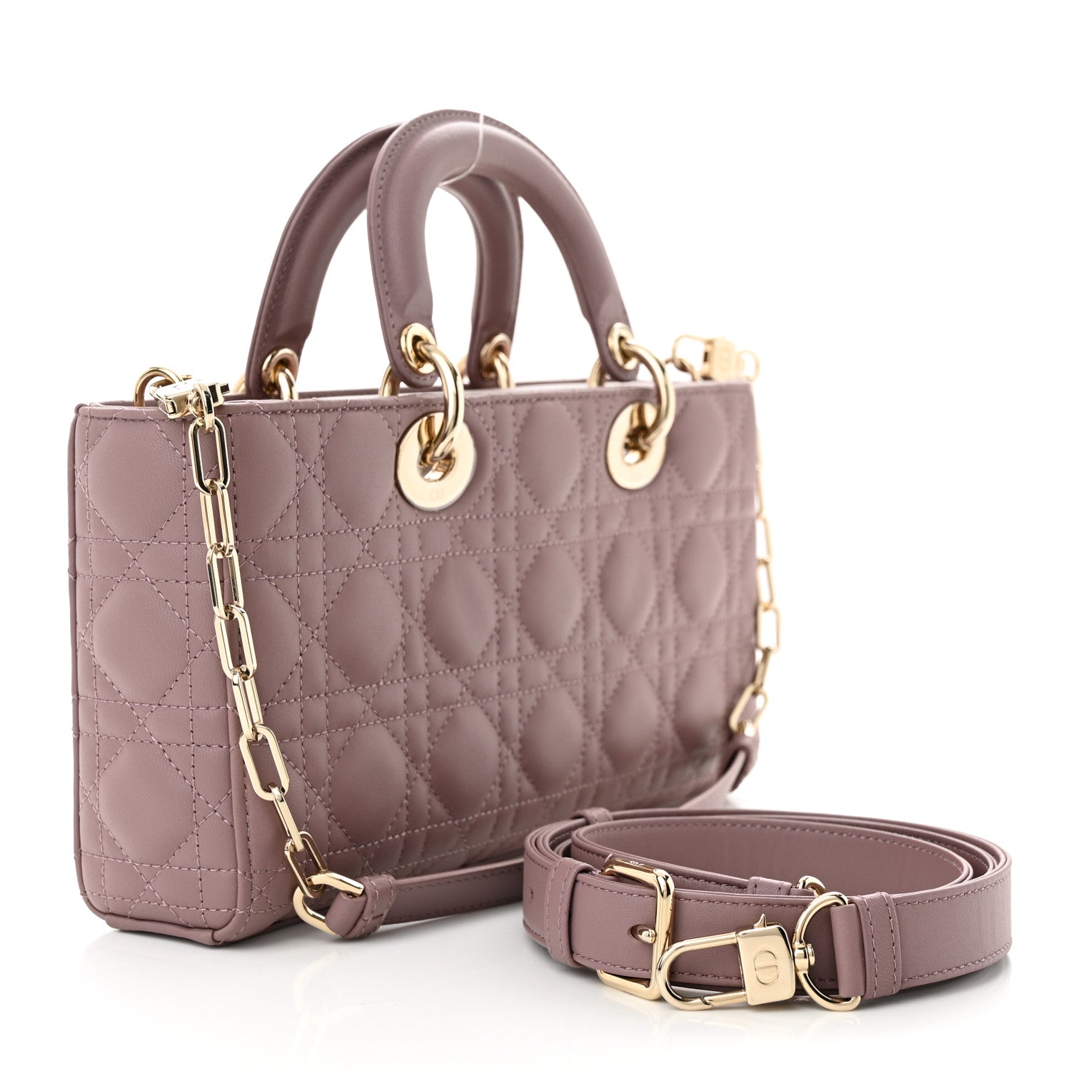 Christian Dior CHRISTIAN DIOR Lambskin Cannage Medium Lady D-Joy Peony Pink 3 of 10