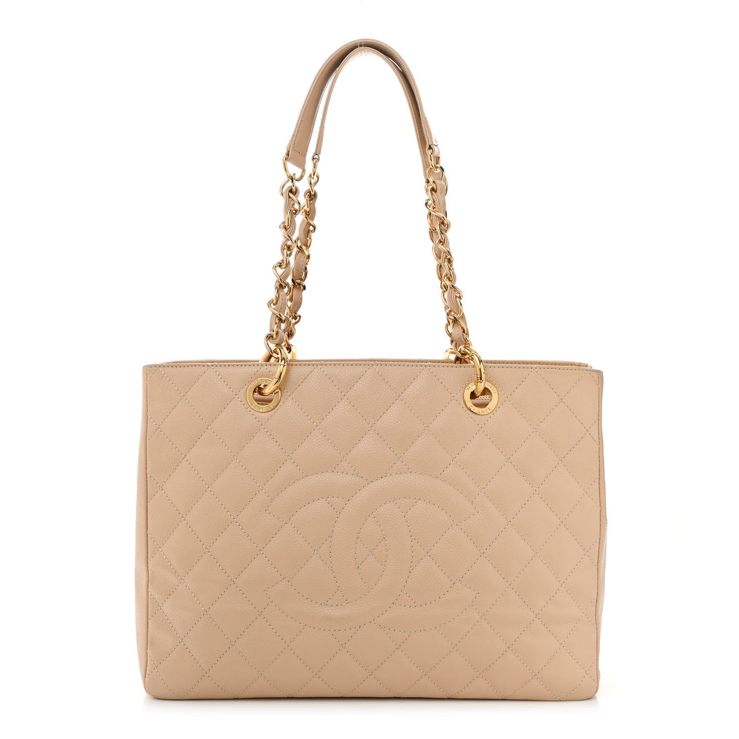 Caviar Quilted Grand Shopping Tote GST Beige Clair