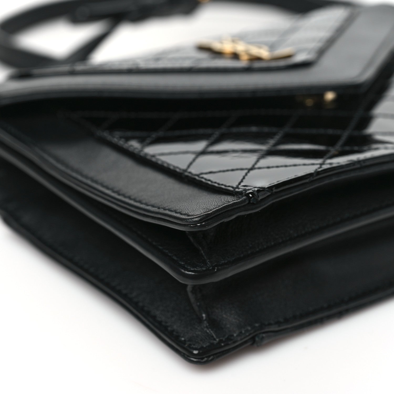 Saint Laurent Lambskin Patent Quilted Mini Gaby Satchel Black 9 of 10