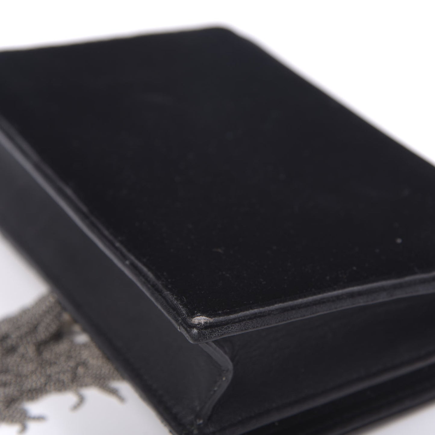Velvet Crystal Monogram Tassel Chain Wallet Black