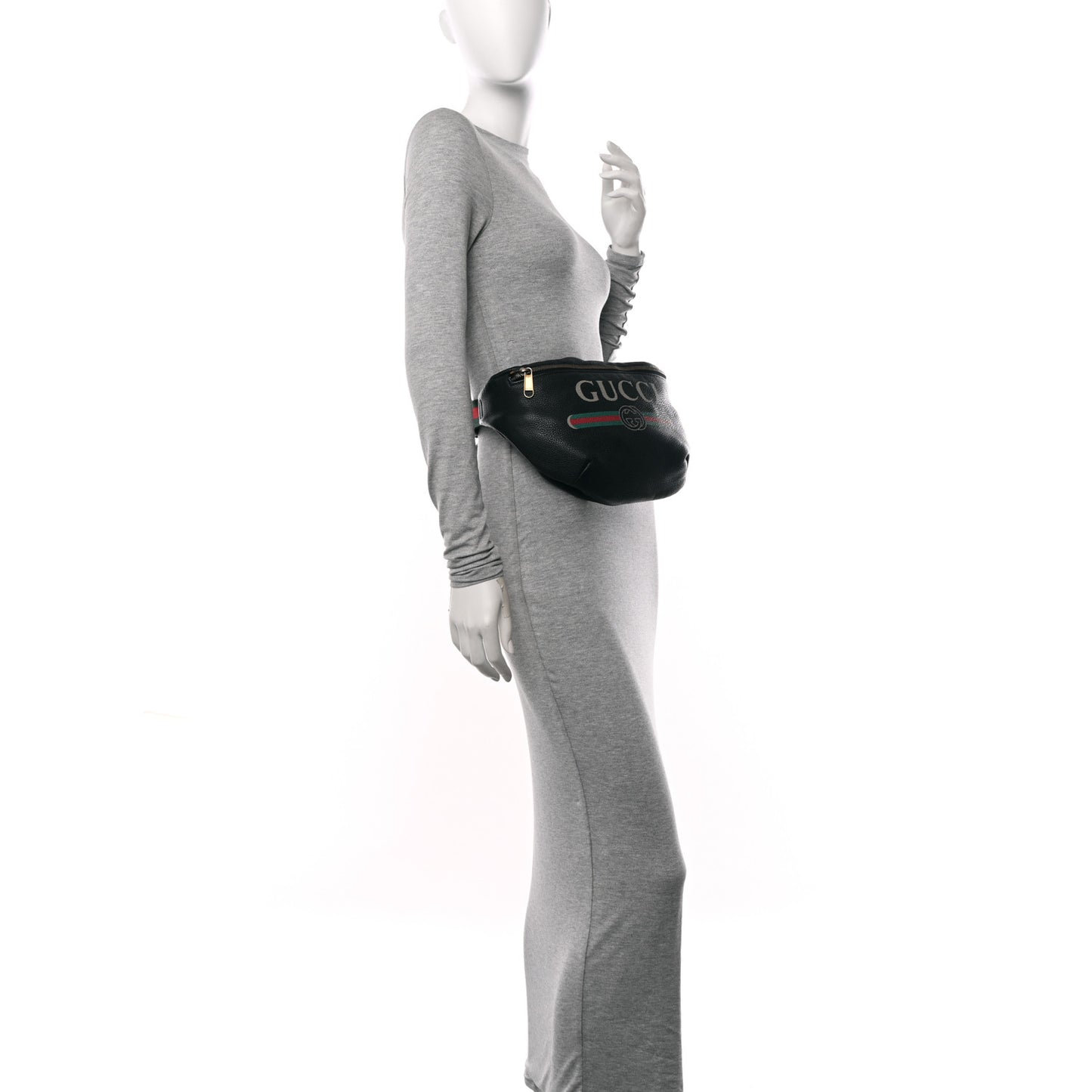 Grained Calfskin Logo Belt Bag Black