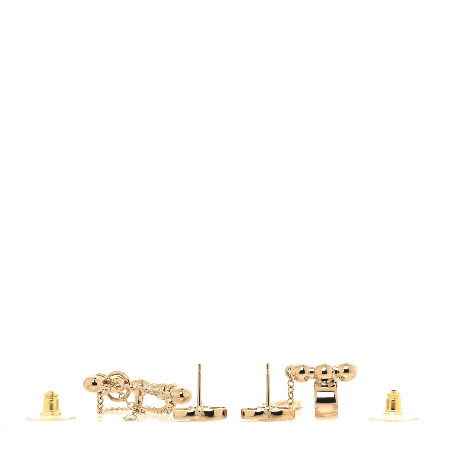 Metal Crystal CC Chain Cuff Earrings Gold