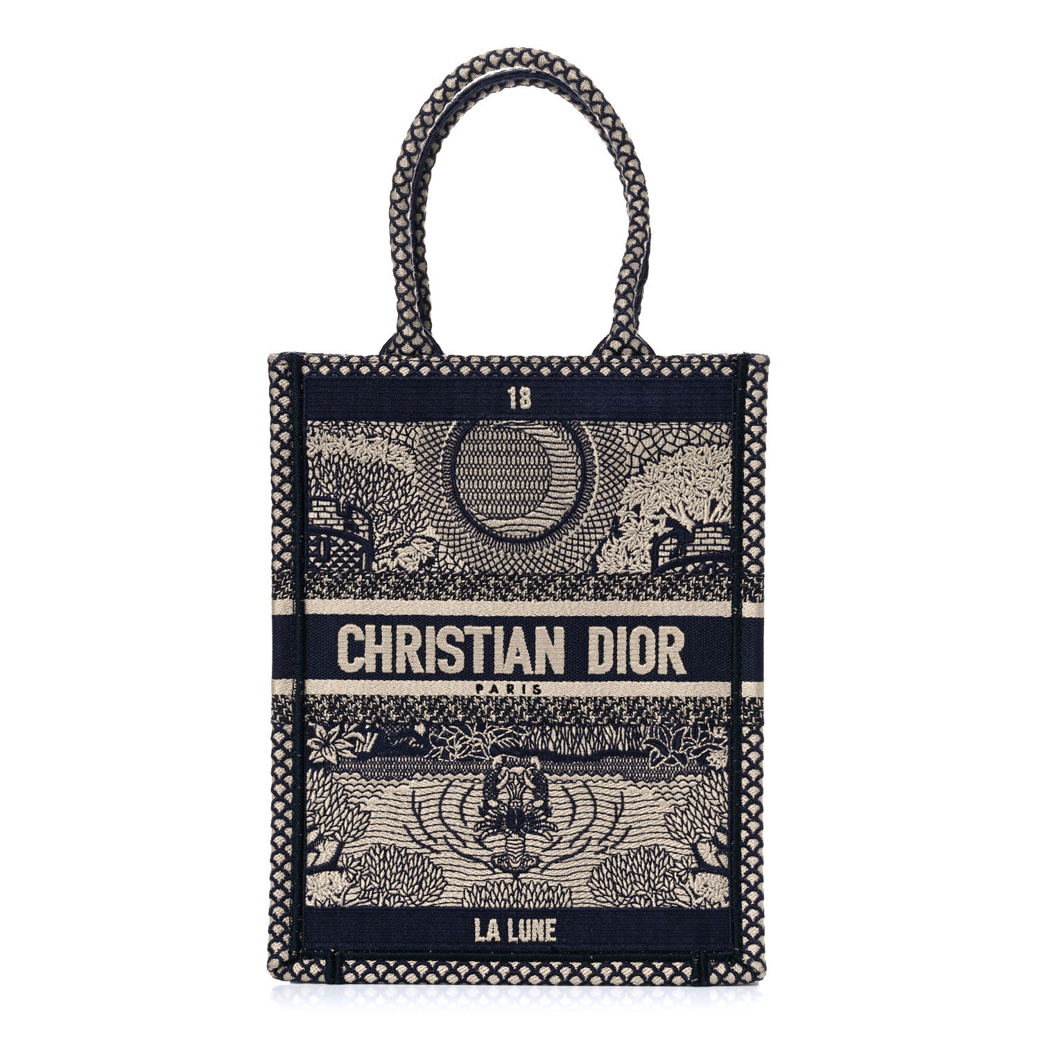 Christian Dior Embroidered La Lune Tarot Vertical Book Tote Blue