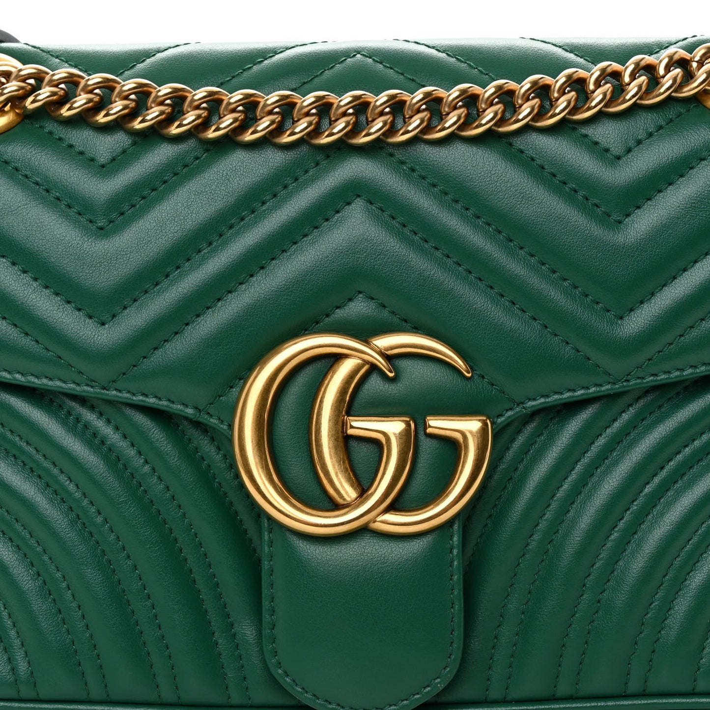 Calfskin Matelasse Small GG Marmont Shoulder Bag Emerald Green