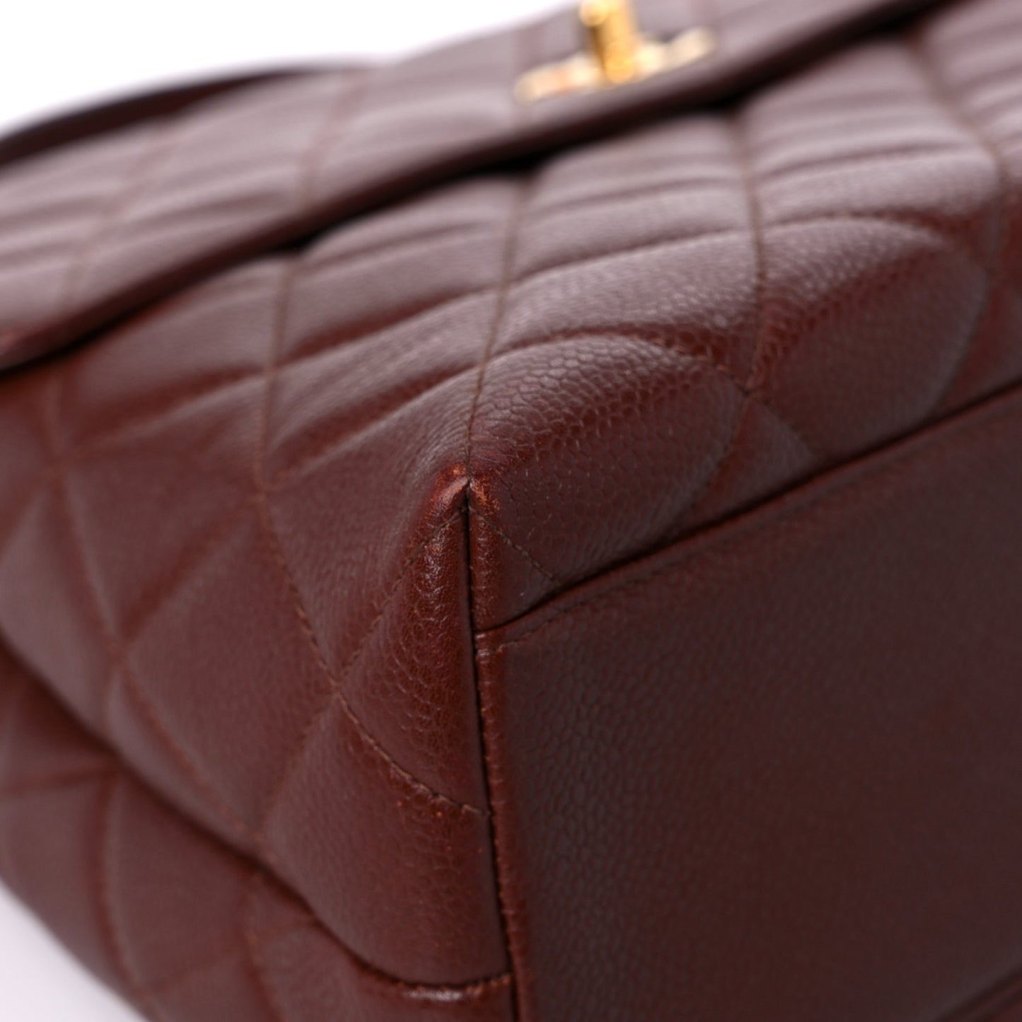 Caviar Quilted Jumbo Kelly Flap Brown