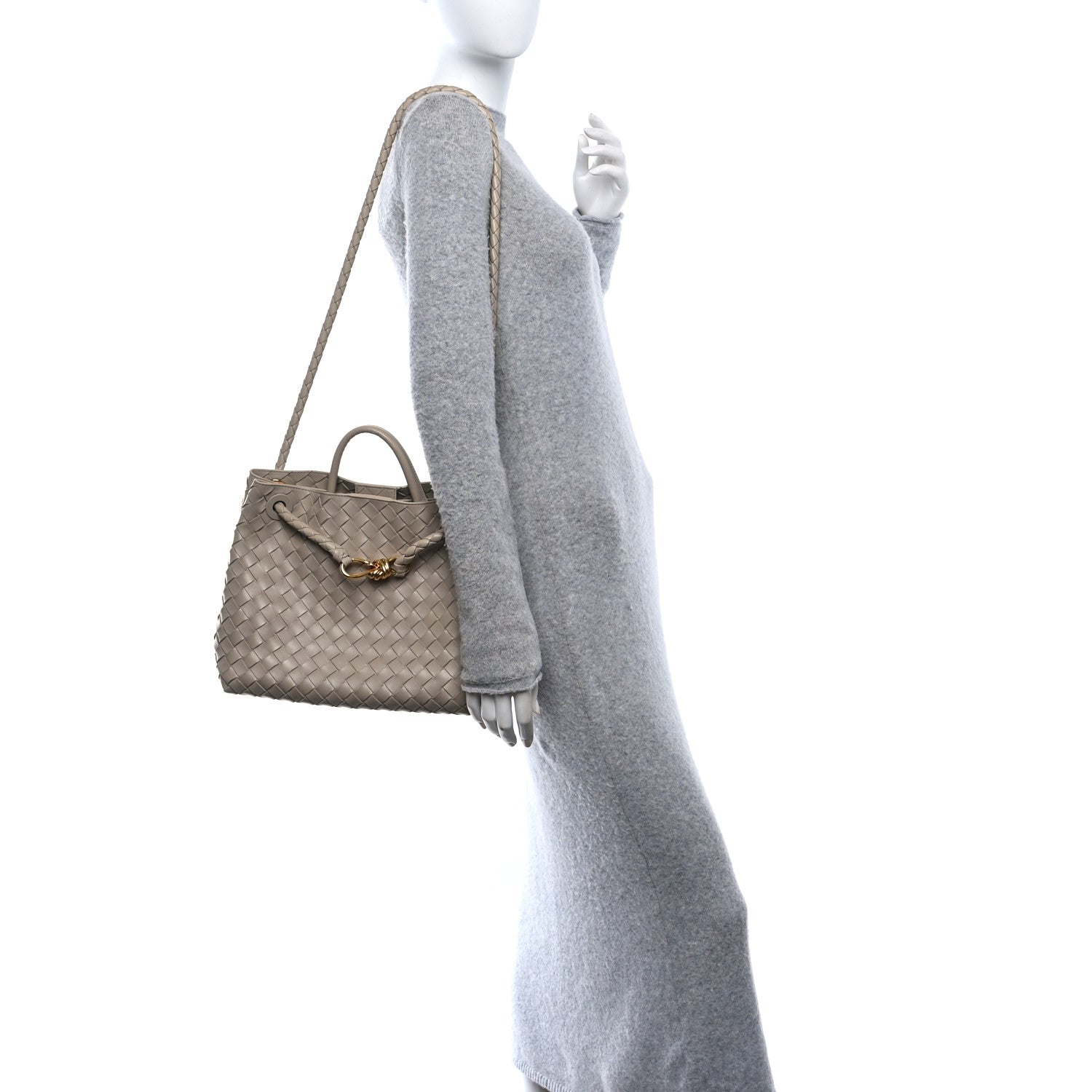 Bottega Veneta Nappa Intrecciato Medium Andiamo Shoulder Bag Ecru 2 of 9