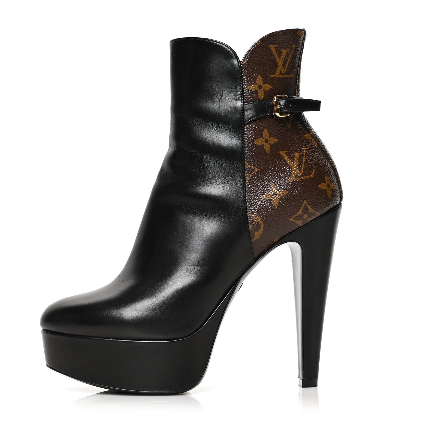 Calfskin Monogram Afterglow Platform Ankle Boots 39 Black