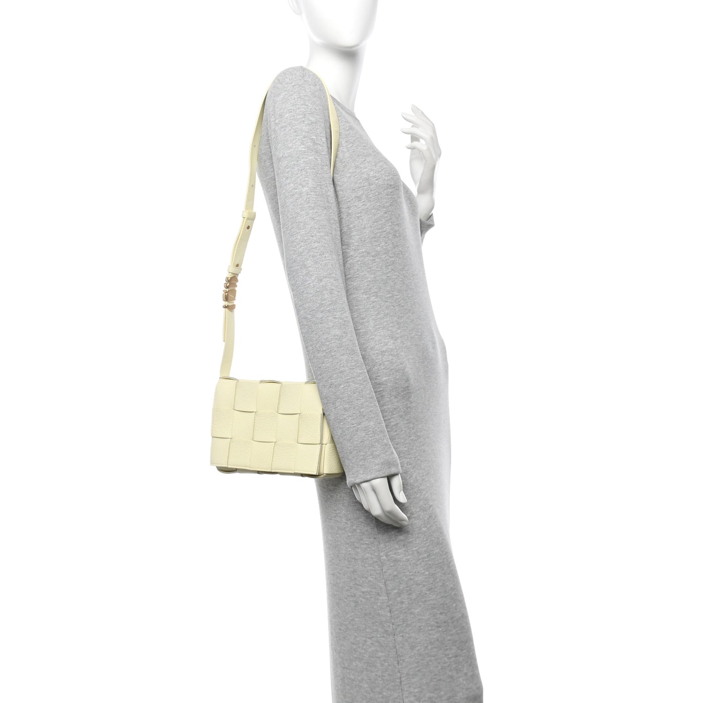 Grained Calfskin Maxi Intrecciato Cassette Crossbody Bag Ice Cream