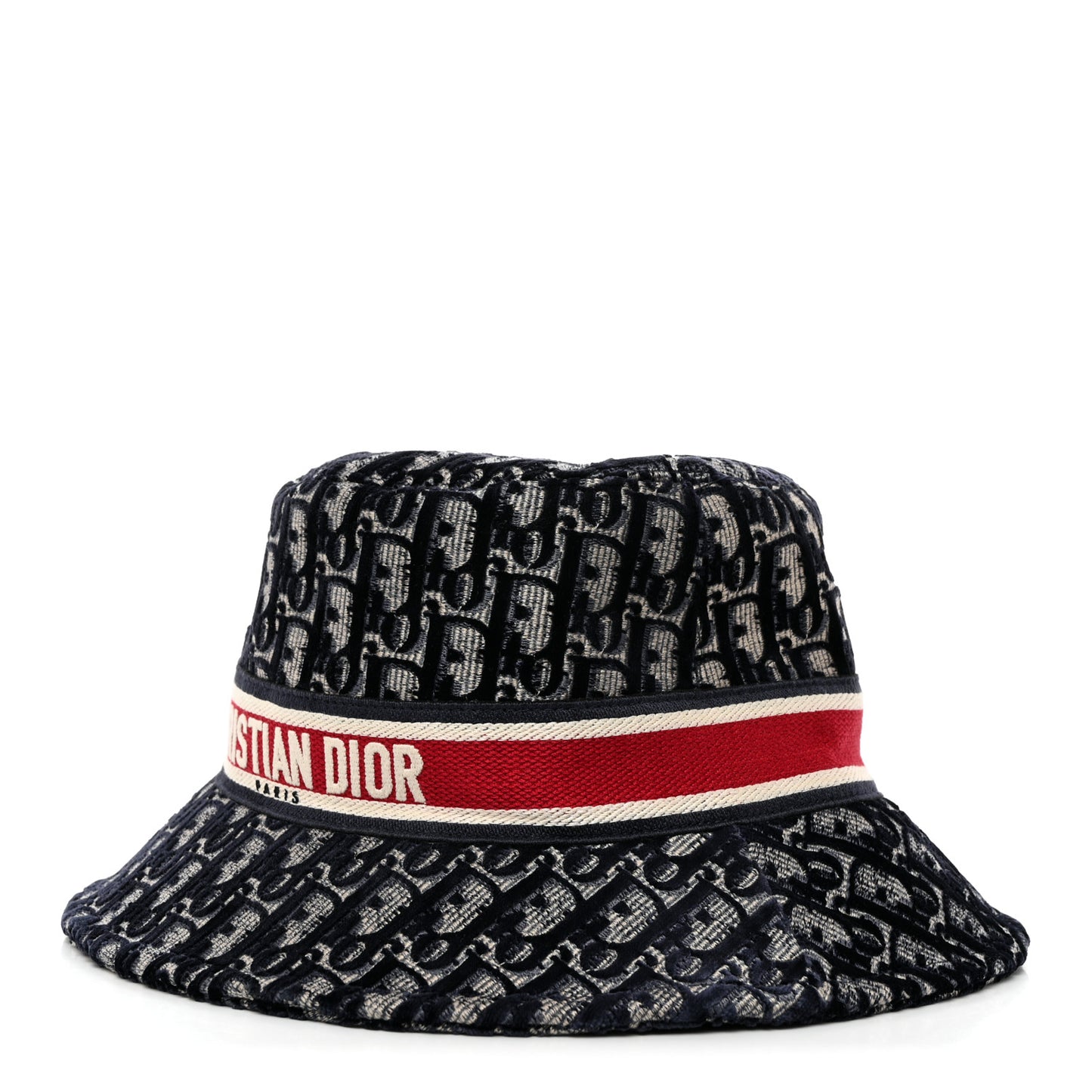 Velvet Oblique Large Brim Bucket Hat 56 Bleu Red