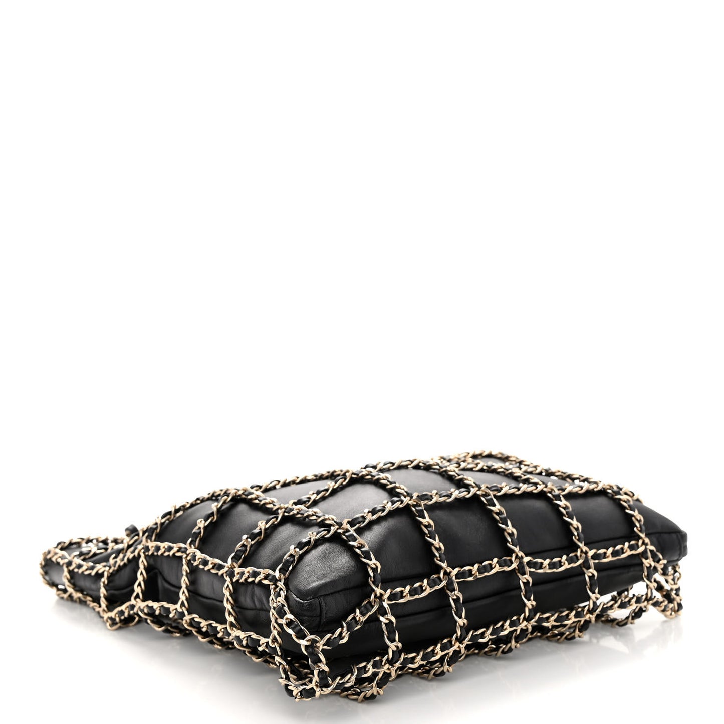 Lambskin Large Shopping Chain Tote Black