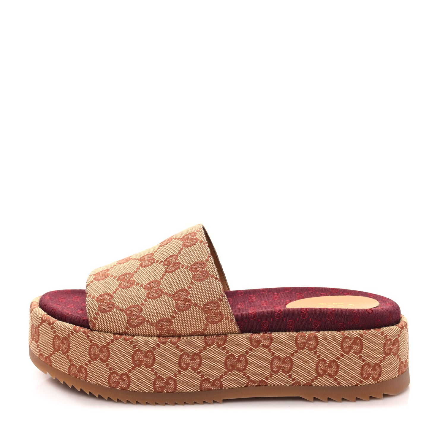Canvas GG Monogram Angelina Platform Slide Sandals 38 Beige Ruggine