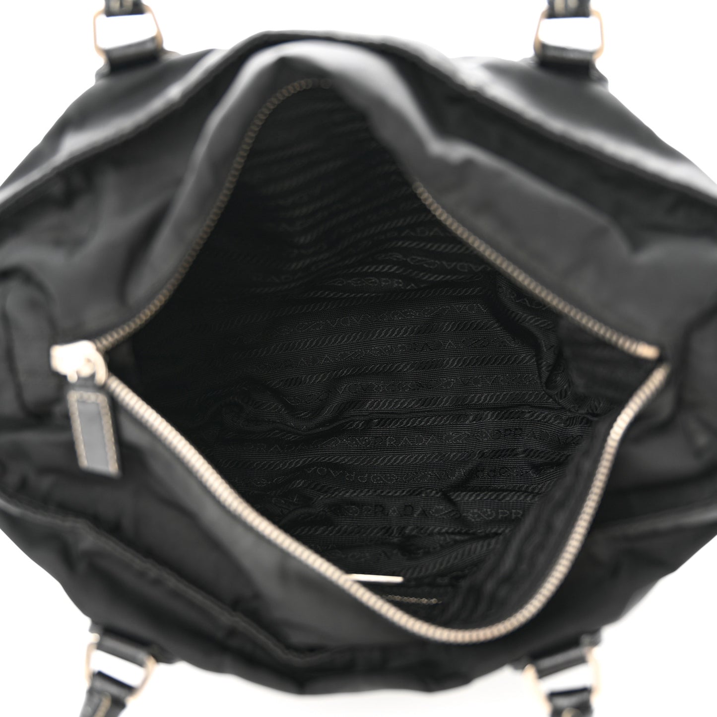 Nylon Zip Tote Bag Black