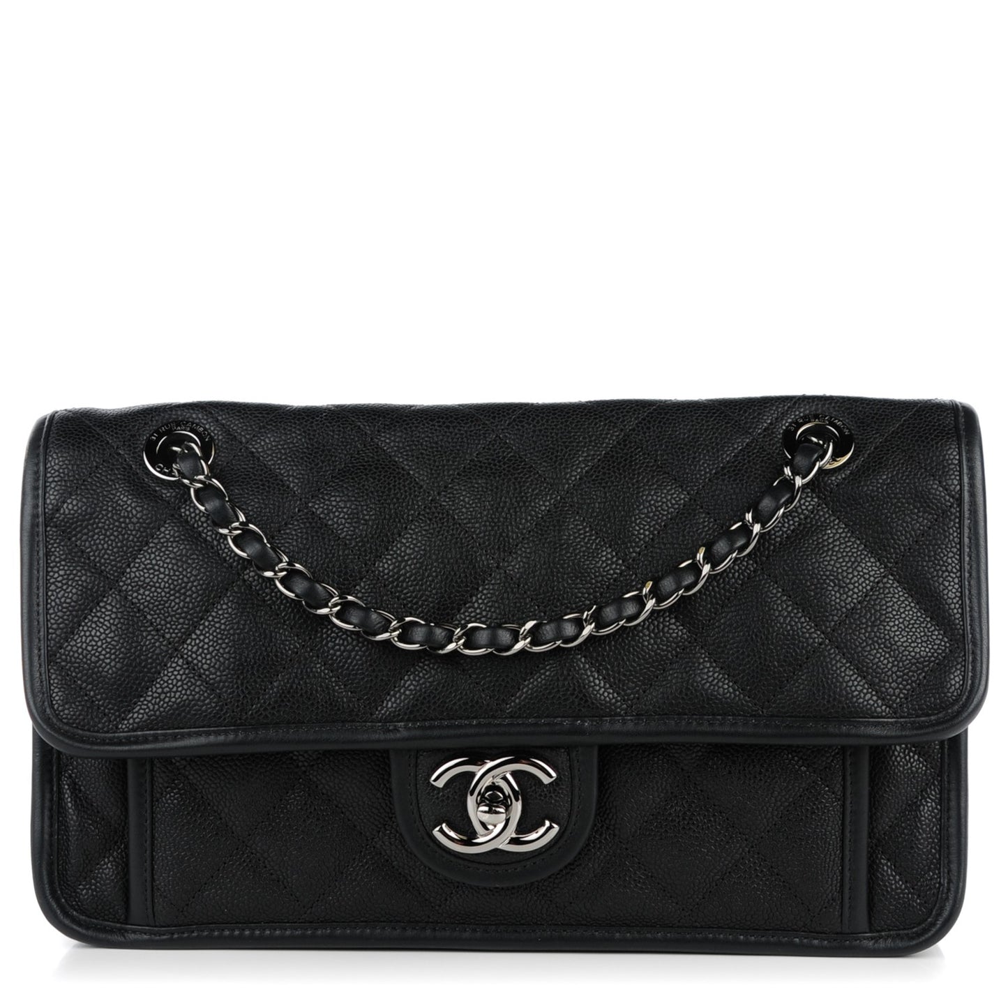 Caviar Quilted Medium French Riviera Flap Black