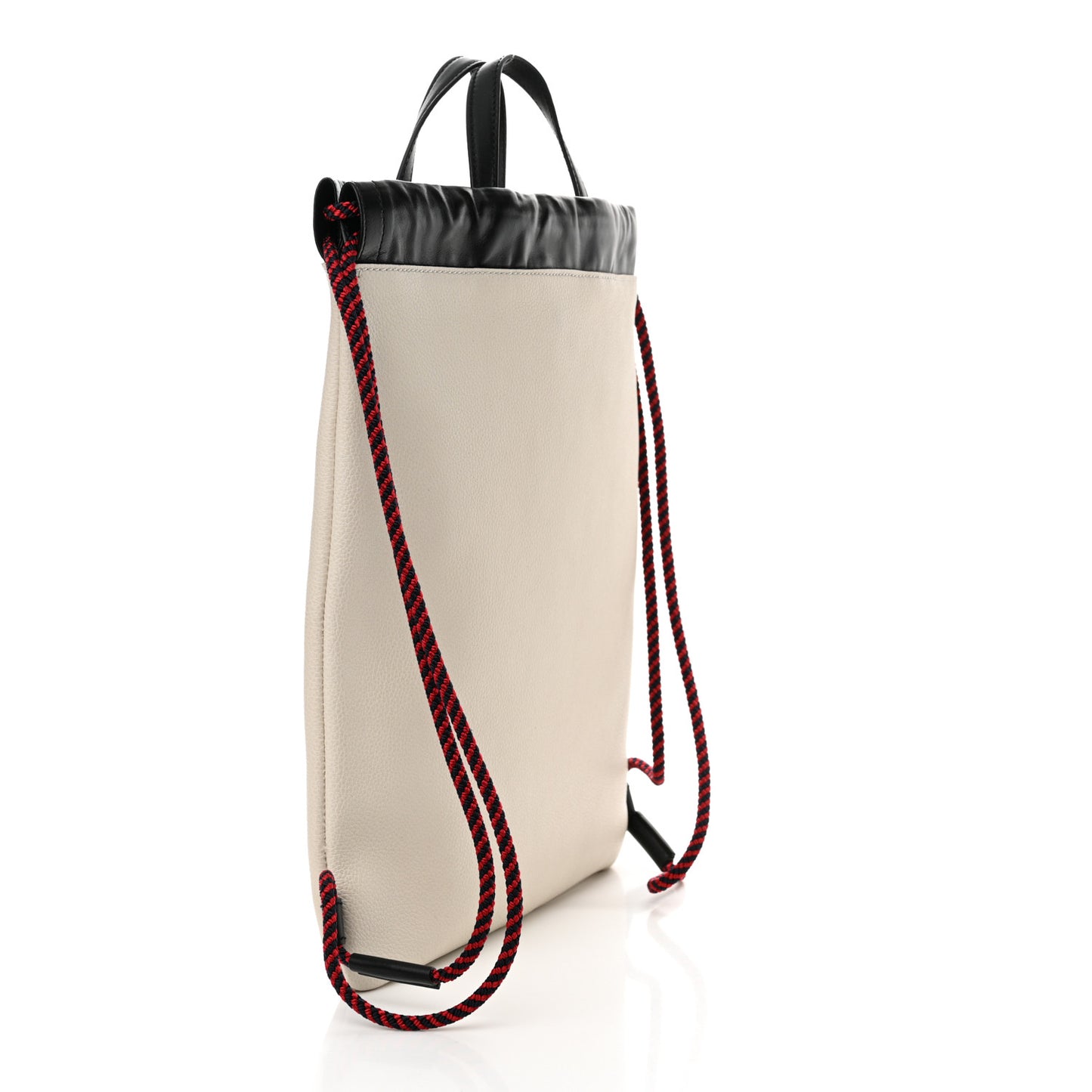 Calfskin Logo Drawstring Backpack Mystic White