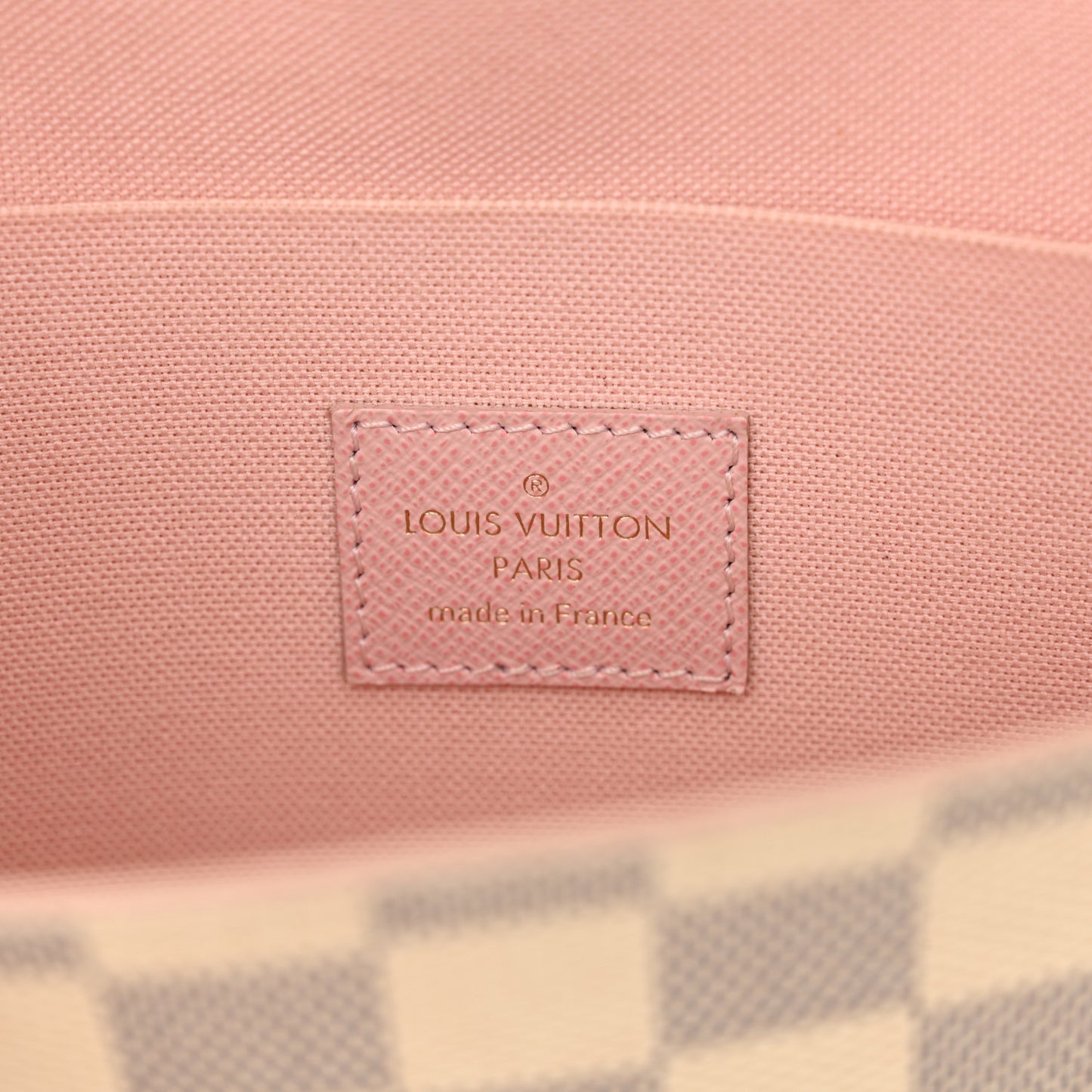 Damier Azur Pochette Felicie Chain Wallet Rose Ballerine