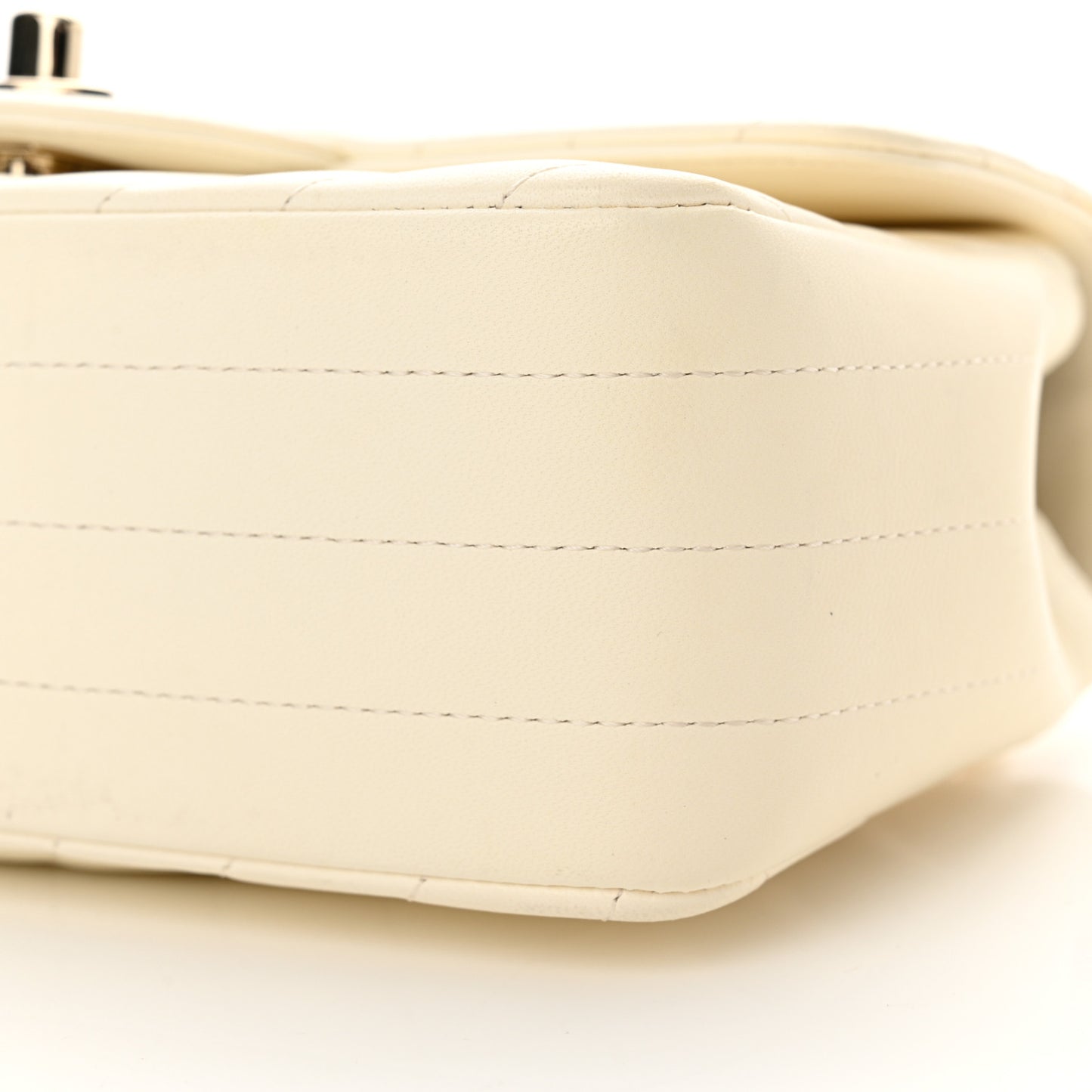 Lambskin Chevron Quilted Mini Rectangular Flap White