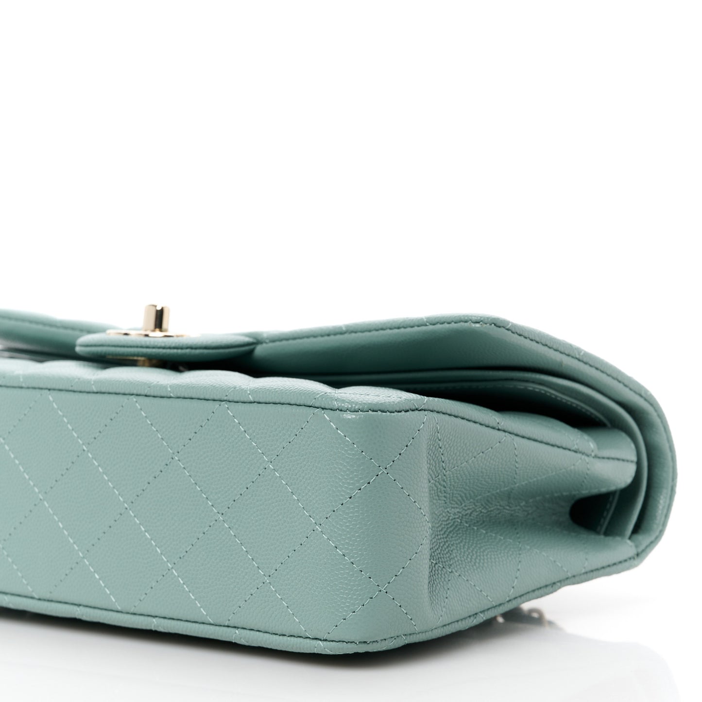 Caviar Quilted Medium Double Flap Dark Green