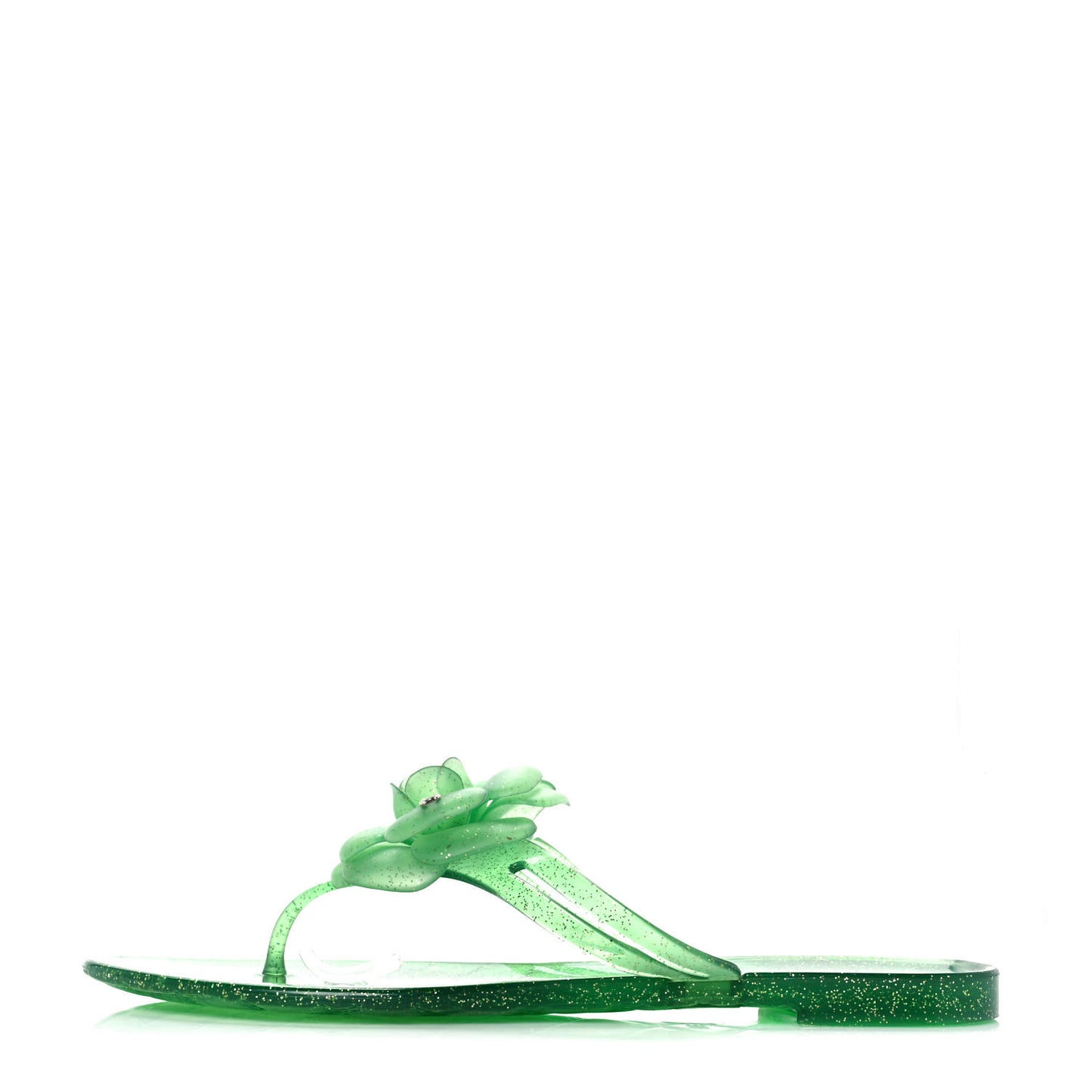Jelly Camellia Glitter Thong Sandals 39 Green