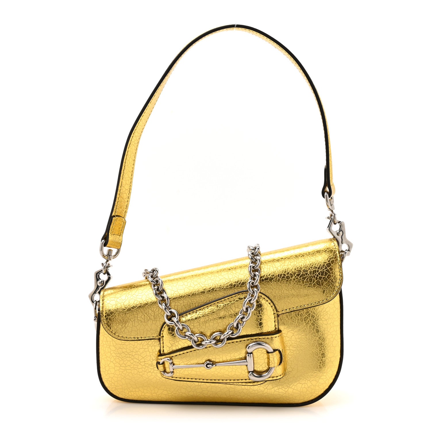 Gucci Metallic Calfskin Mini Horsebit 1955 Asymmetric Shoulder Bag