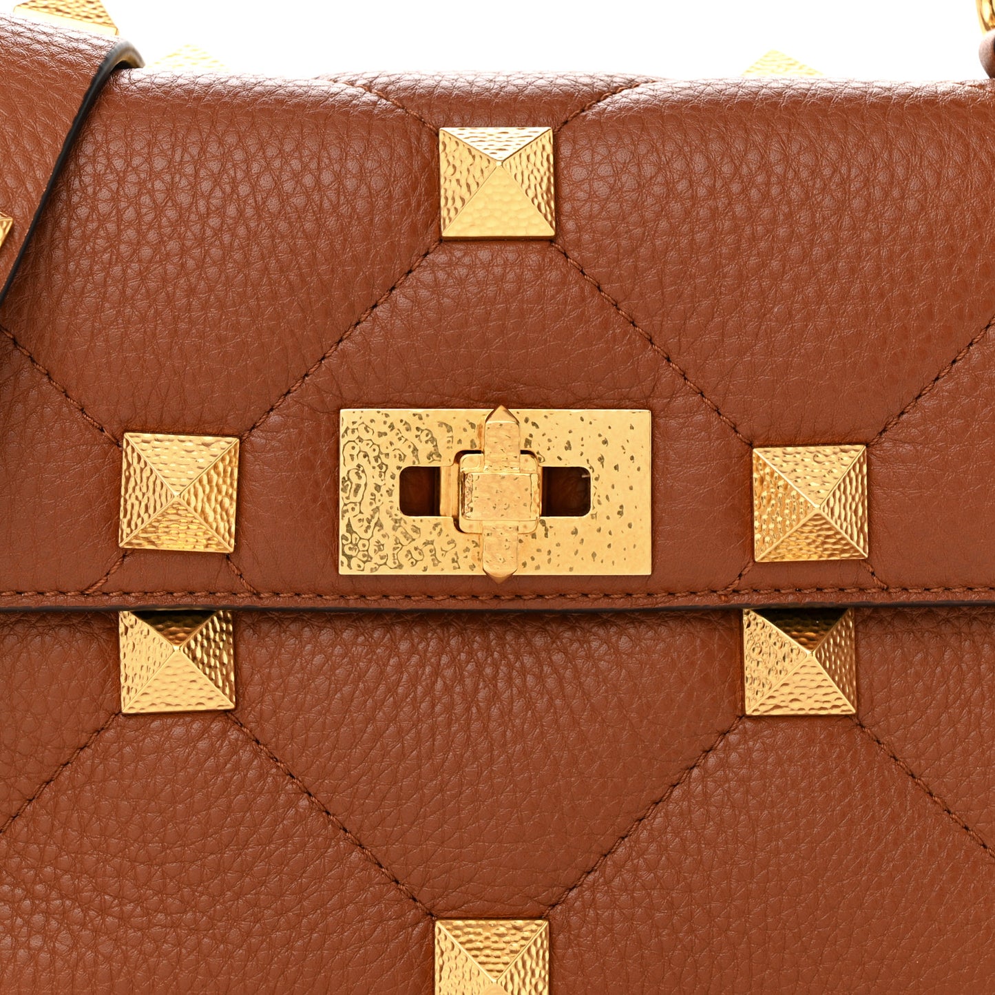 Grained Calfskin Medium Roman Stud Shoulder Bag Selleria