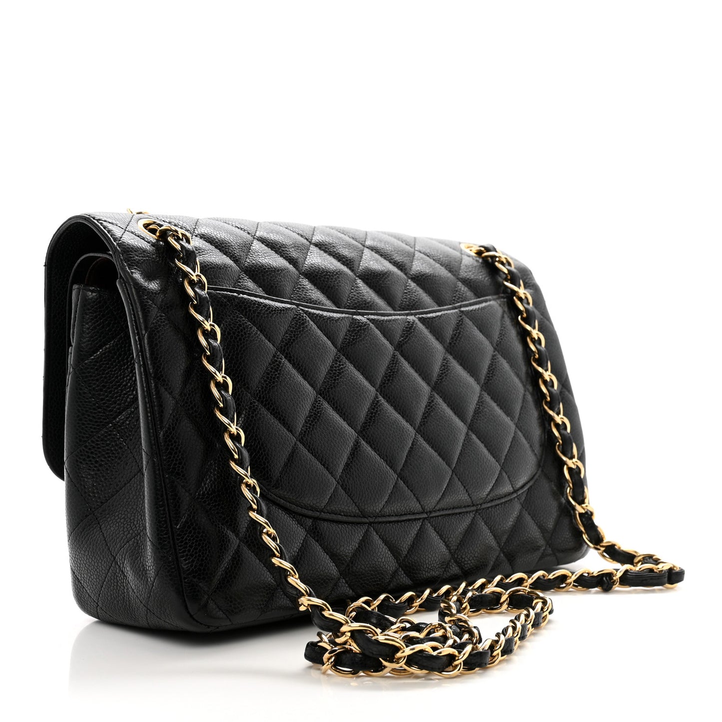 Caviar Quilted Jumbo Double Flap Black