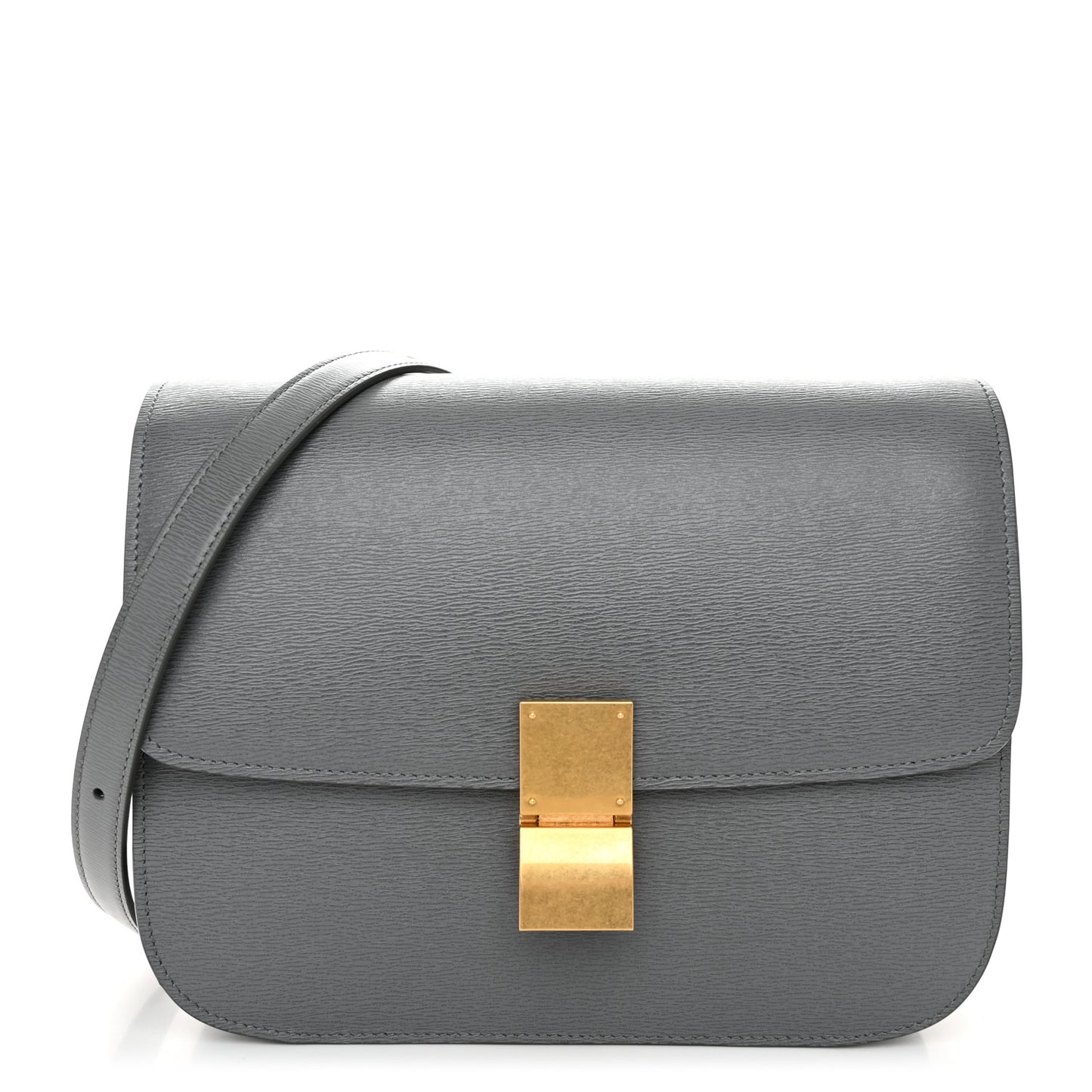 Liege Calfskin Medium Classic Box Flap Bag Grey