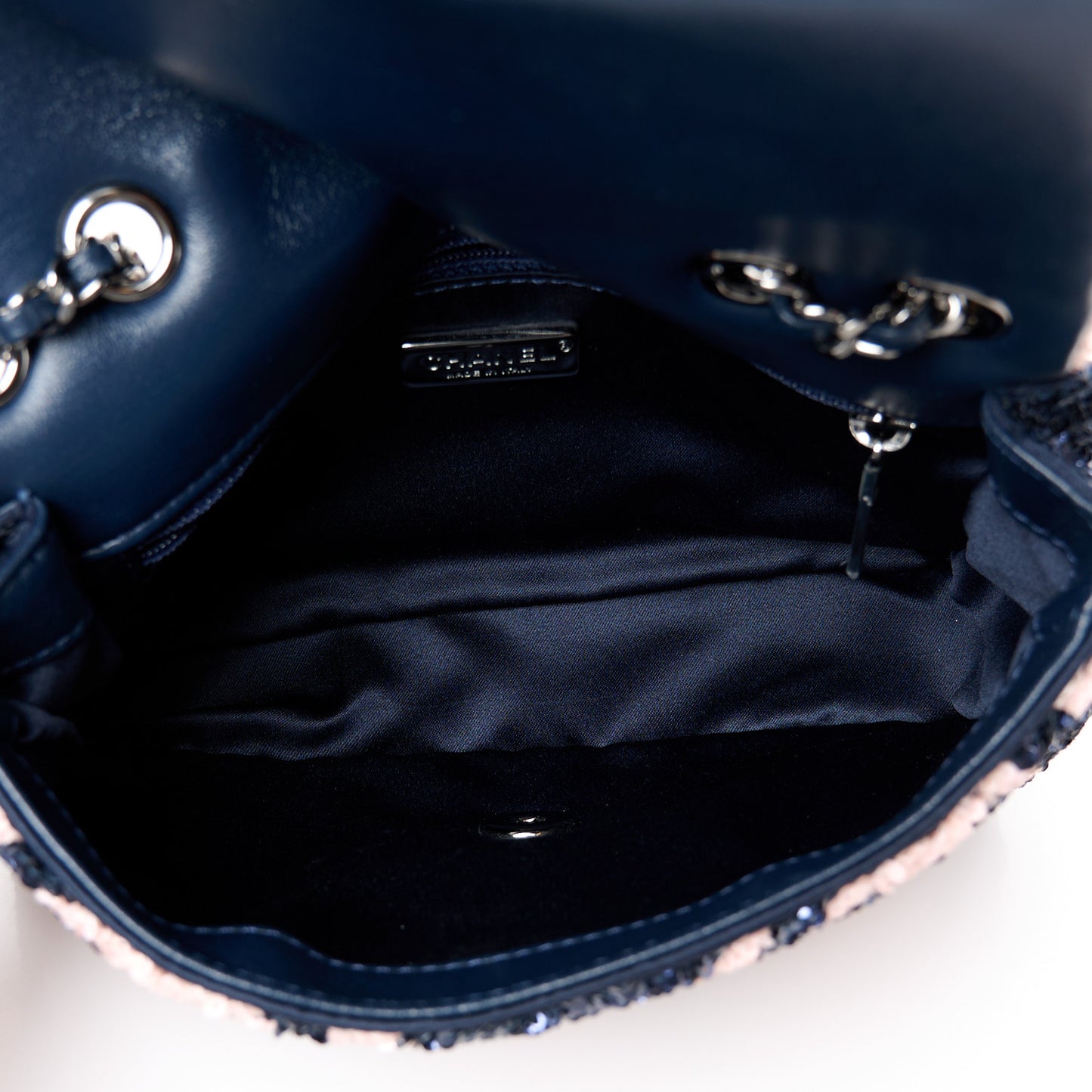 Sequin Mini Rectangular Flap Navy Pink