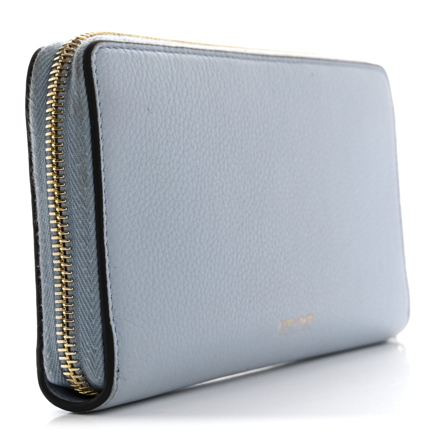 Grained Calfskin Virtus Zip Around Wallet Light Blue