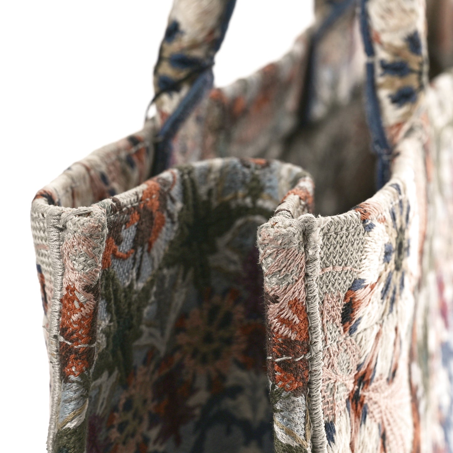 Canvas Embroidered Large Kaleidioroscopic Book Tote Multicolor