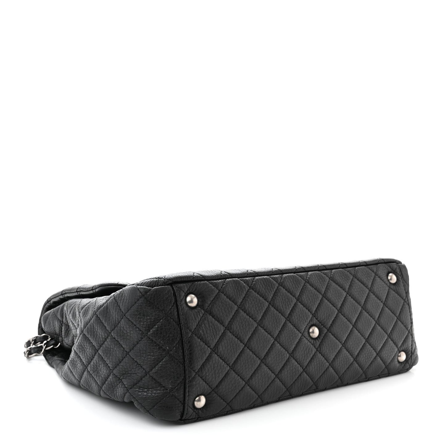 Calfskin Quilted XXL Travel Flap Bag Black