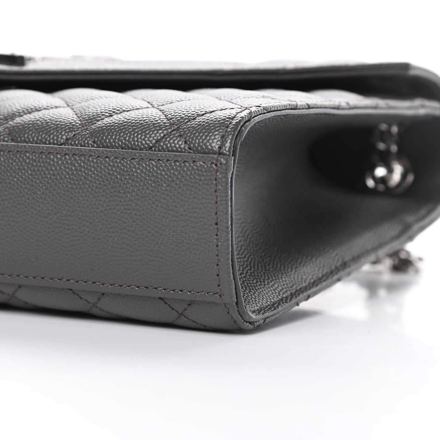 Grain De Poudre Textured Mixed Matelasse Medium Triquilt Monogram Satchel Earth